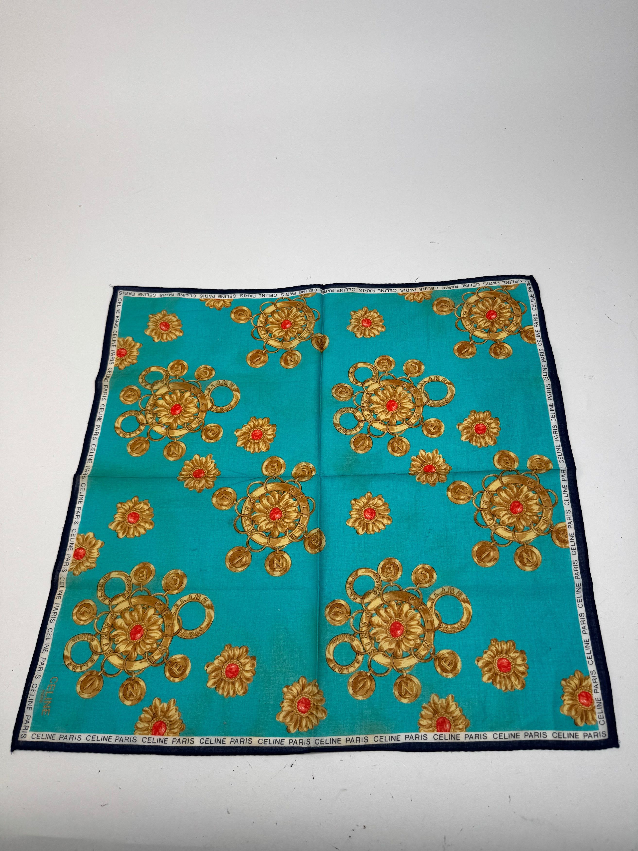 Celine Vintage Barocke Scarf turquiose Gold Size ONE SIZE - 1 Thumbnail