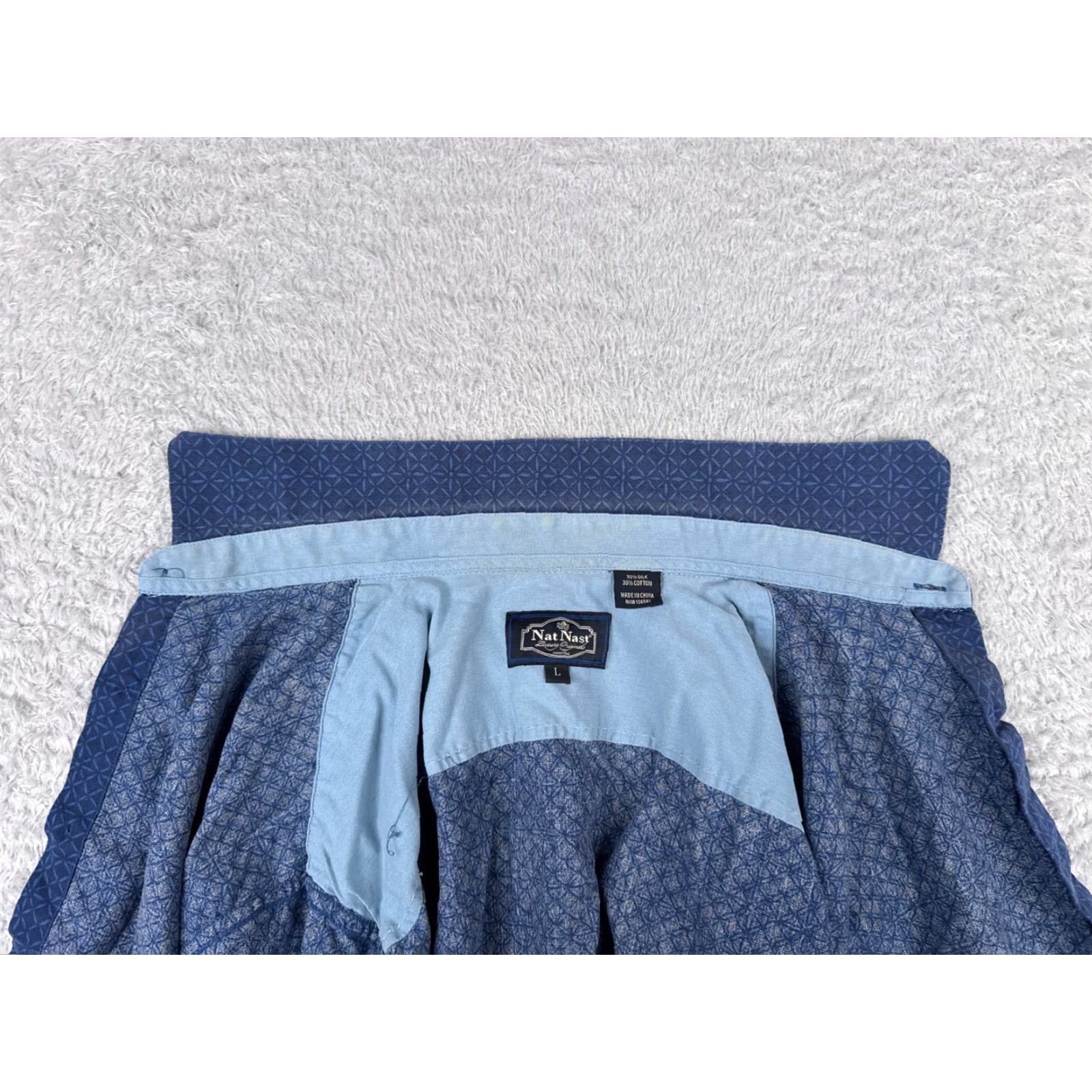 Nat Nast Nat Nast Shirt Mens Large Blue Silk Cotton Blend Short Sleeve Button Up Camp Fashion Hawaiian Nat Nast Luxury Originals Mens Shirts Size US L / EU 52-54 / 3 - 2 Thumbnail