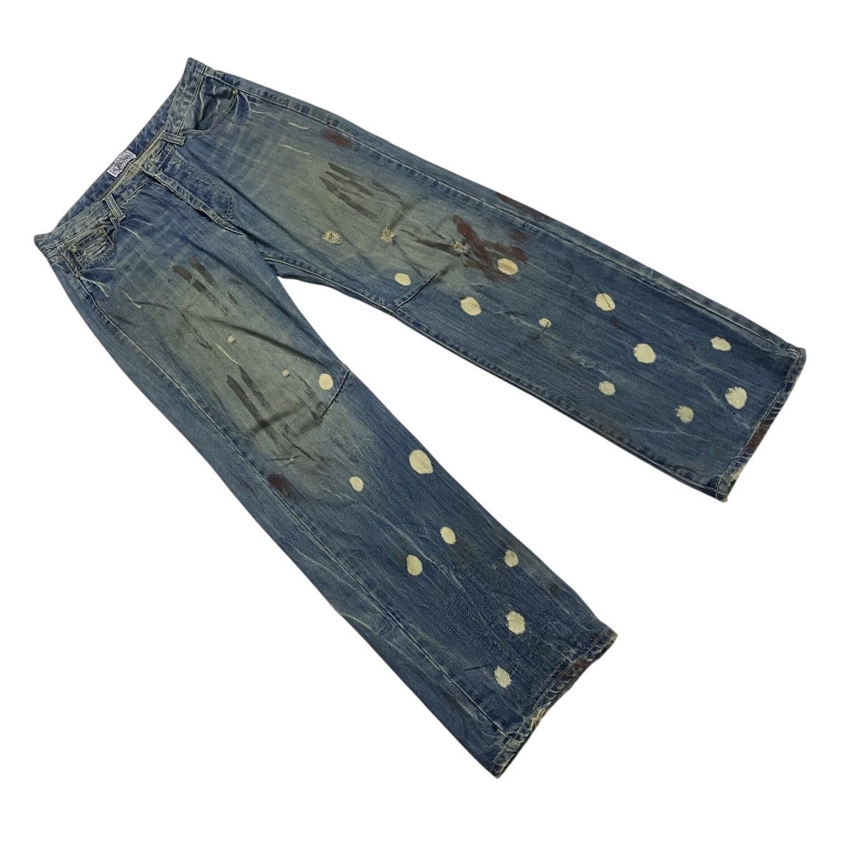 Japanese Brand 151E Distressed painting baggy pant Size US 33 - 2 Thumbnail