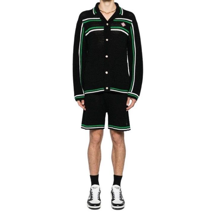 Casablanca Casablanca 24SS Retro Stripe Cutout Knit Top w/ Logo Black L Size US L / EU 52-54 / 3 - 6 Thumbnail