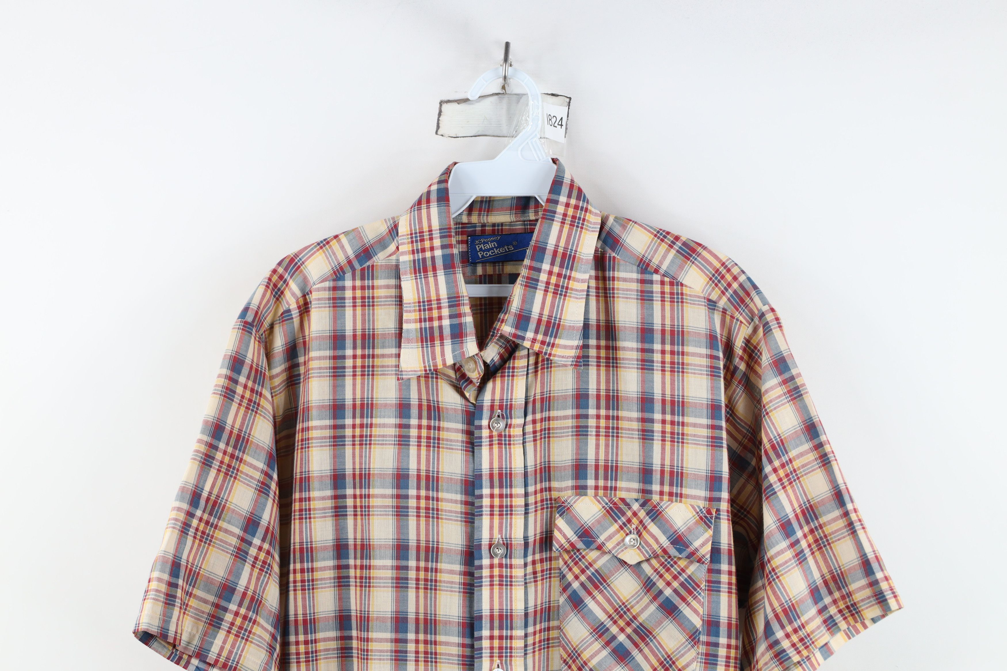 Vintage Vintage 70s Streetwear Plaid Short Sleeve Button Shirt Size US L / EU 52-54 / 3 - 2 Thumbnail