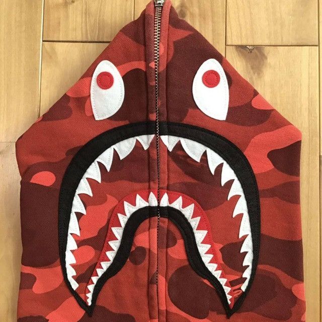 Bape BAPE Red camo Shark full zip hoodie a bathing ape Size US M / EU 48-50 / 2 - 3 Thumbnail