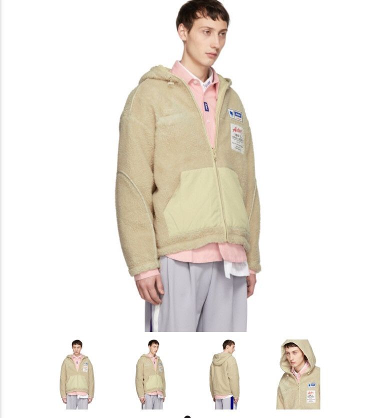 image of Ader Error Reversible Zip Sherpa 2018 Jacket Hoodie Beige in Off White, Men's (Size XL)