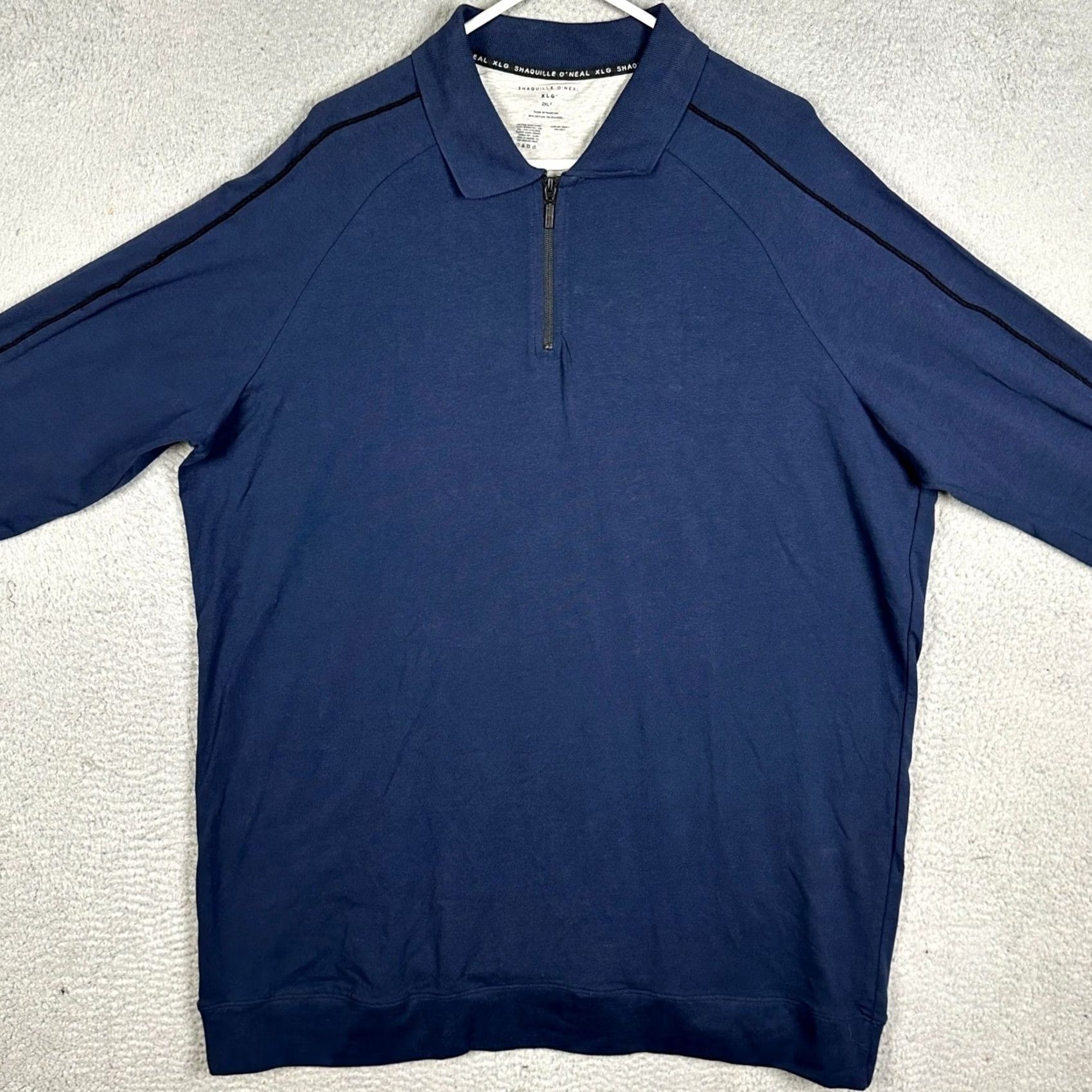 Vintage Shaquille O'Neal XLG Polo Shirt Mens 2XLT Blue Solid Long Sleeve 1/4 Zip Casual Business Baggy & Tall Mens Size US XXL / EU 58 / 5 - 3 Thumbnail