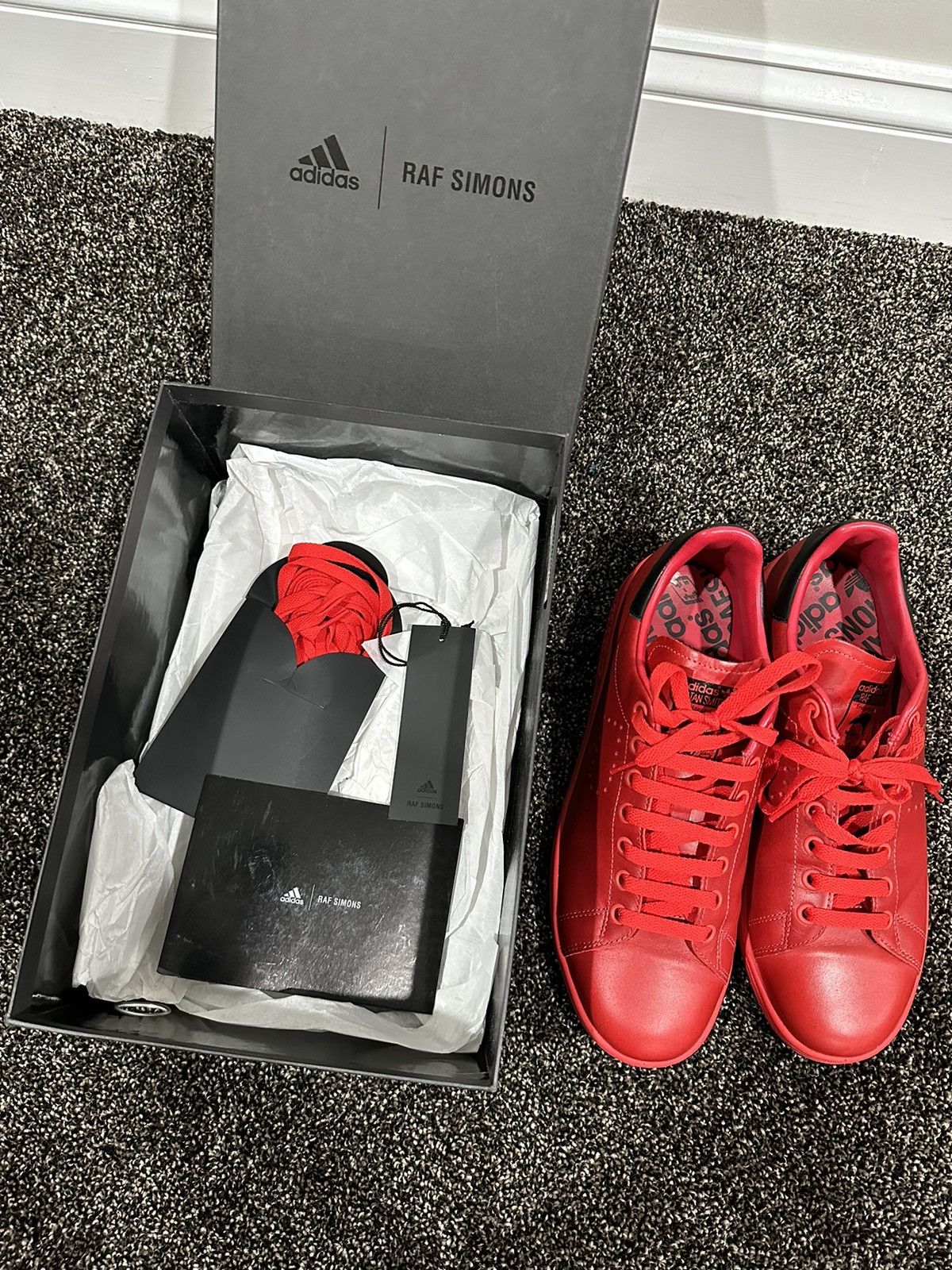 Adidas Raf Simons x Barneys x Adidas Stan Smith Red Low Top Sneaker Size US 9.5 / EU 42-43 - 11 Thumbnail