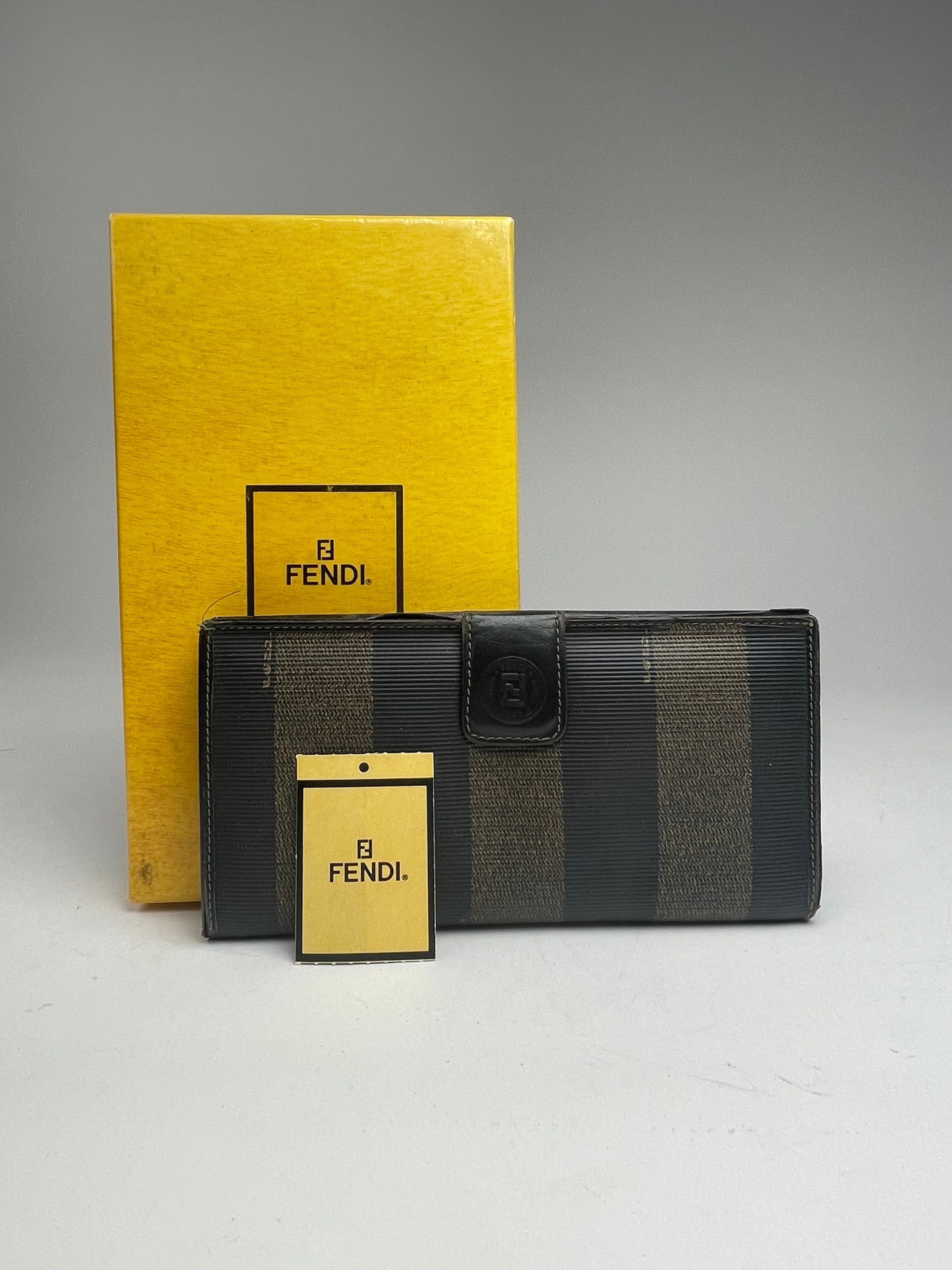 Other Vintage Fendi Roma Leather Wallet Brown Black striped Size ONE SIZE - 1 Thumbnail