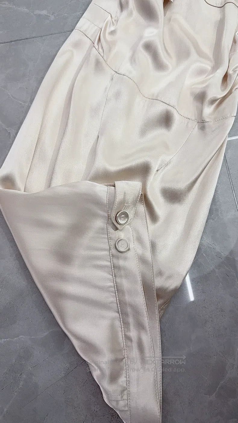 Fendi Fendi Champagne Silk Satin Wide Leg Pants Size 24" / US 00 / IT 34 - 4 Thumbnail