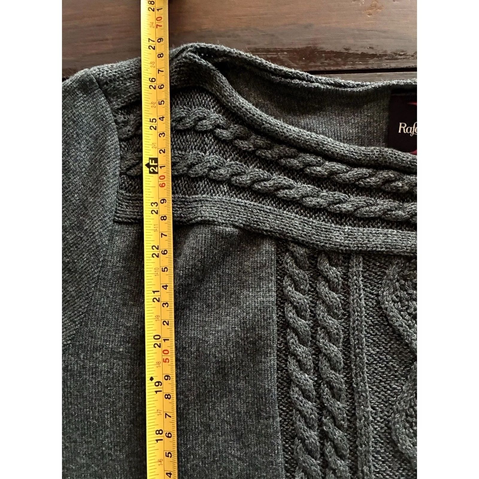 Vintage Rafaella Women’s Ballet Neck Cable Front Pullover Sweater Black Medium Long Sleeve Cotton Polyester Women Size L / US 10 / IT 46 - 6 Thumbnail