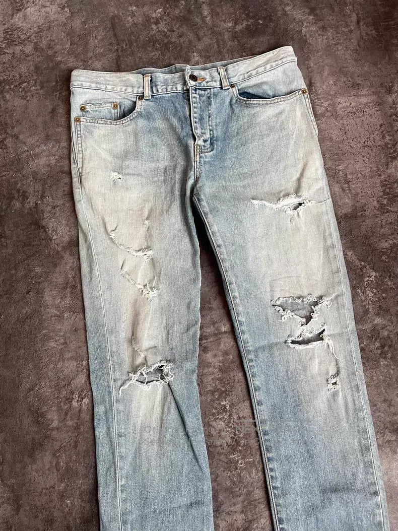 Saint Laurent Paris Saint Laurent Paris Light Blue Destroyed Cut-off Denim Pan Size US 32 / EU 48 - 3 Thumbnail