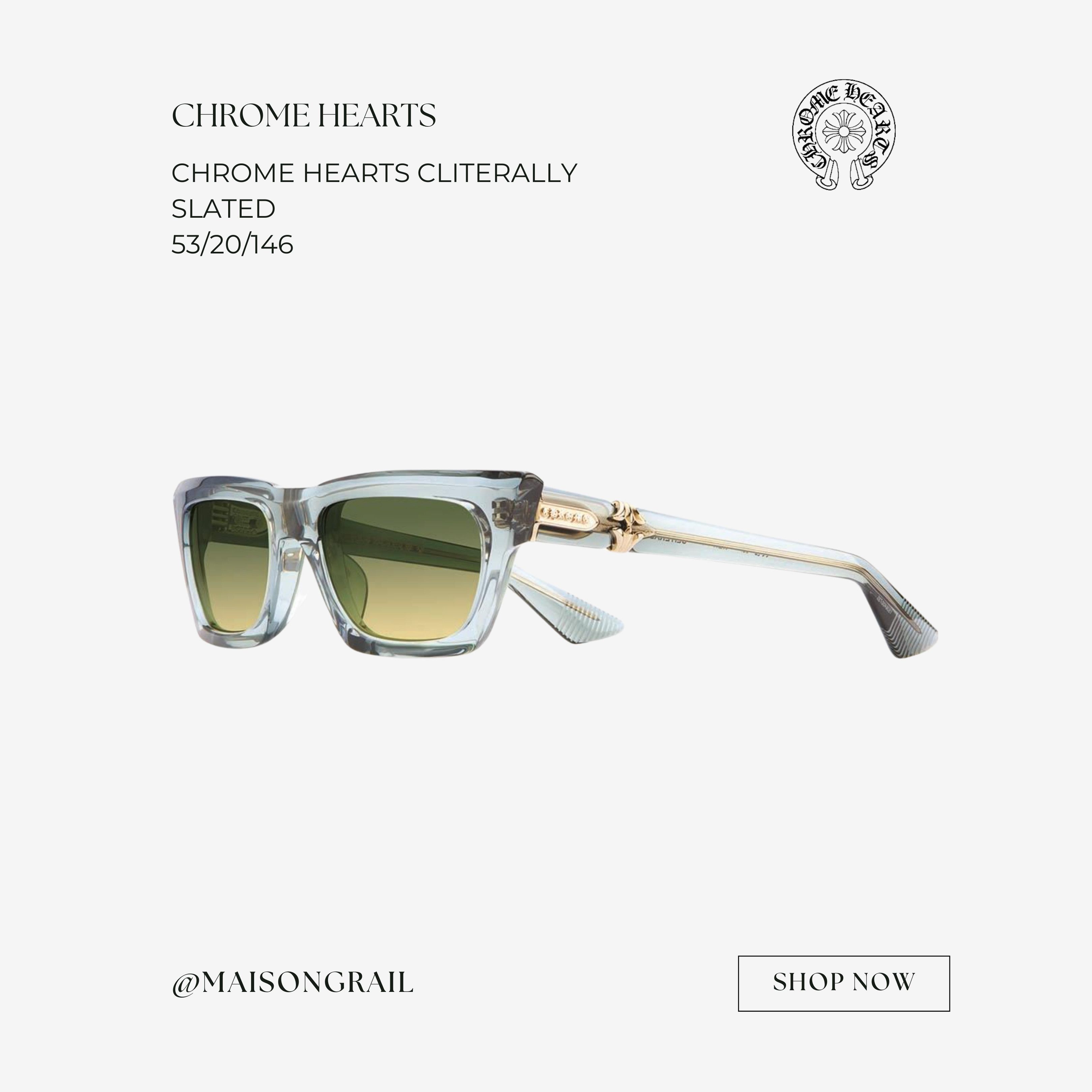 希少★送料込♪【CHROME HEARTS】Cliterally Slated サングラス Chrome Hearts Cliterally - Black / 18k Gold Sunglasses