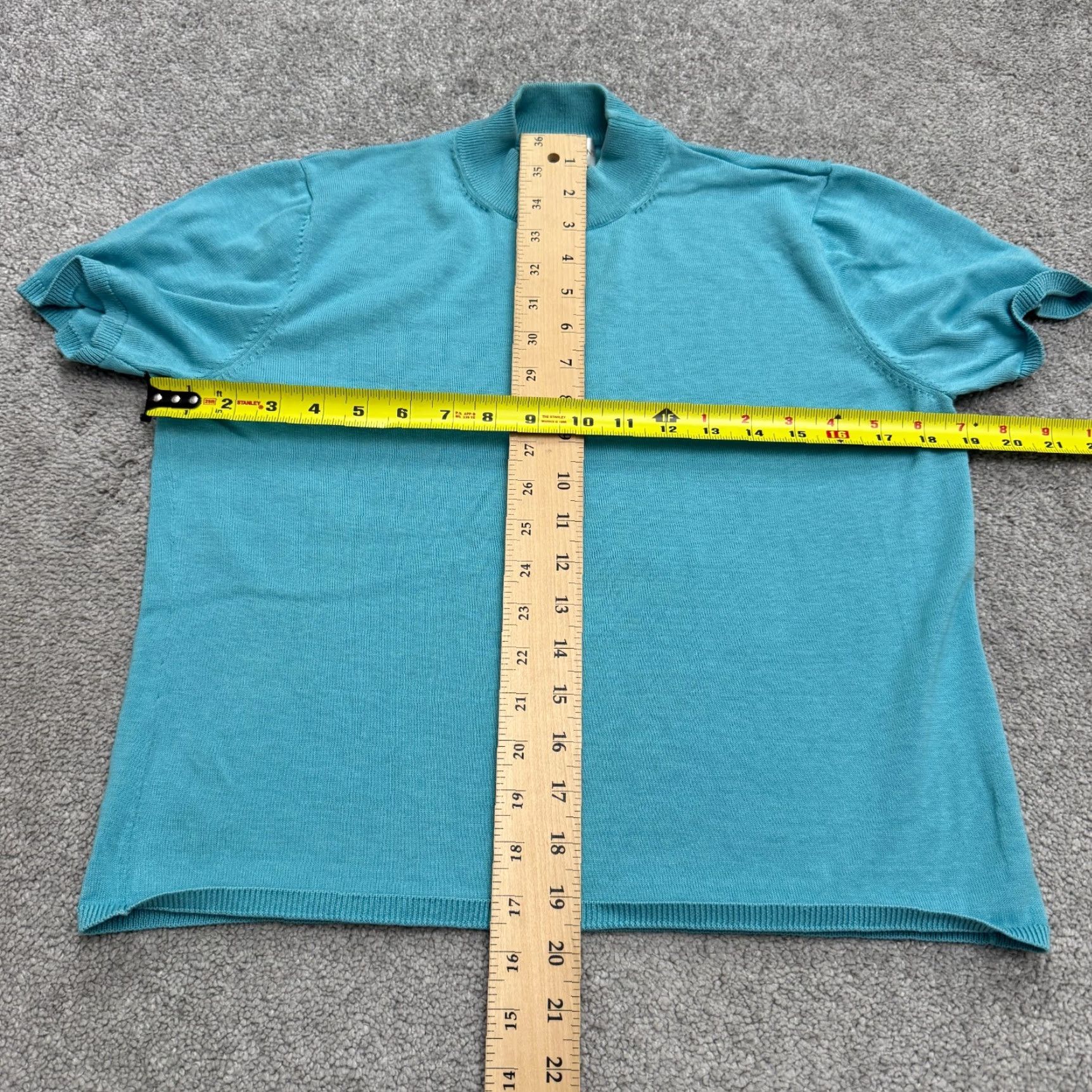 Vintage Draper's & Damon's Mock Neck Pullover Sweater Women L Blue Short Sleeve Knit Cotton Silk Casual Solid Modern Classic Autumn Winter Mens Womens Size L / US 10 / IT 46 - 7 Thumbnail