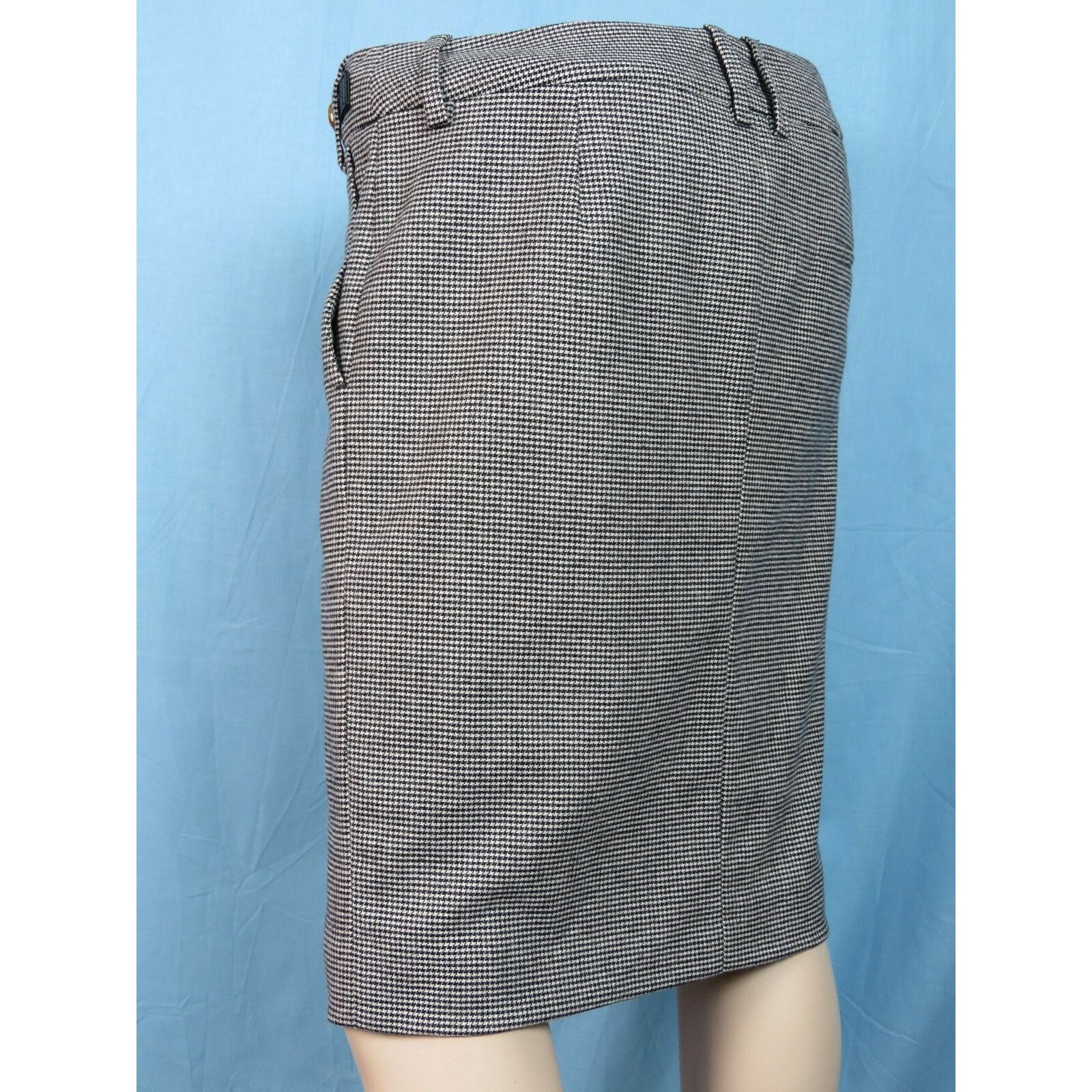 Gucci GUCCI 221815 BLACK WOOL GRAY HORSE BIT BUCKLE ZIP SKIRT 44 Size 30" / US 8 / IT 44 - 4 Thumbnail