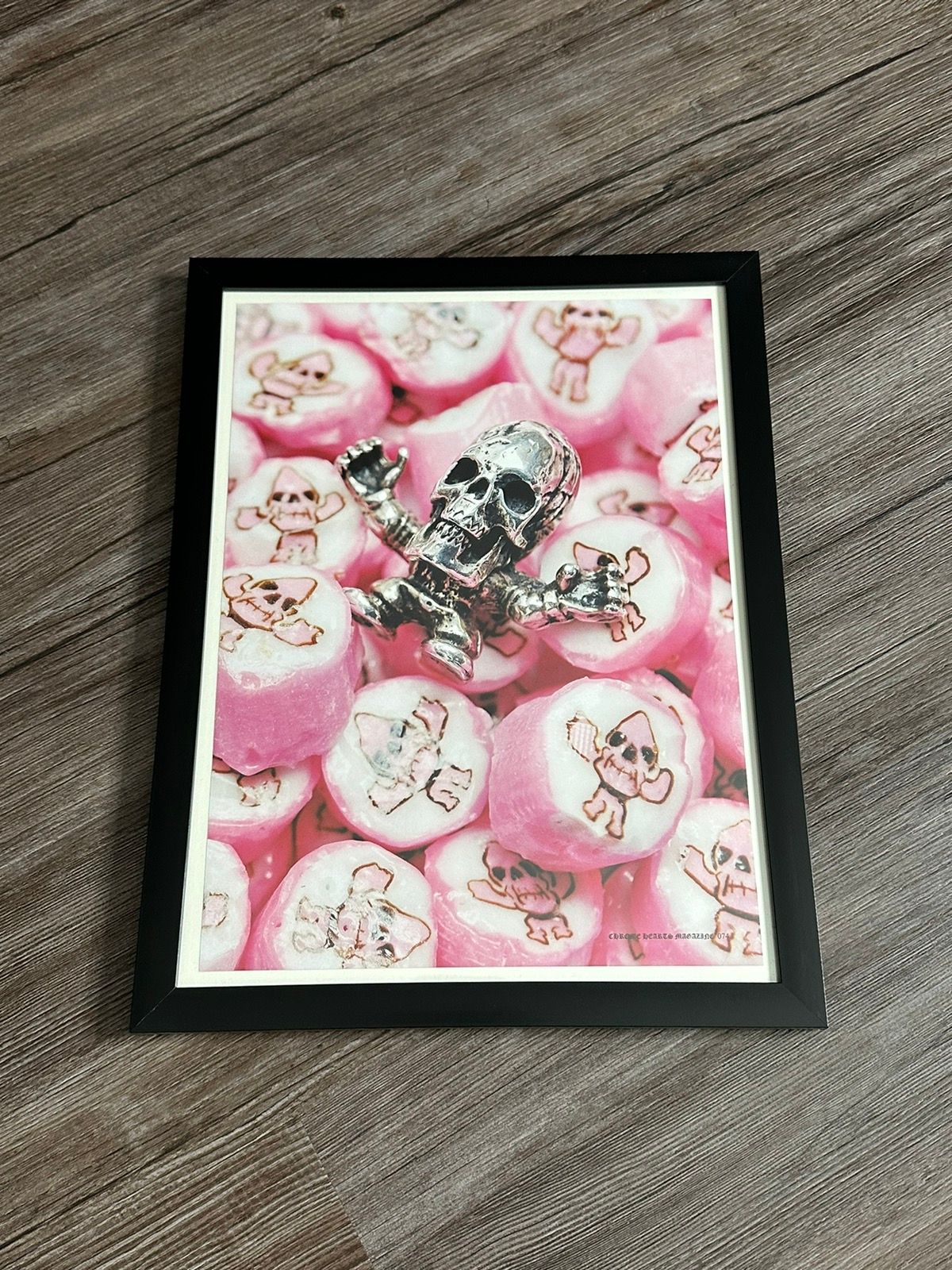 Pre-owned Chrome Hearts Pink Foti Framed Poster In Pink/white