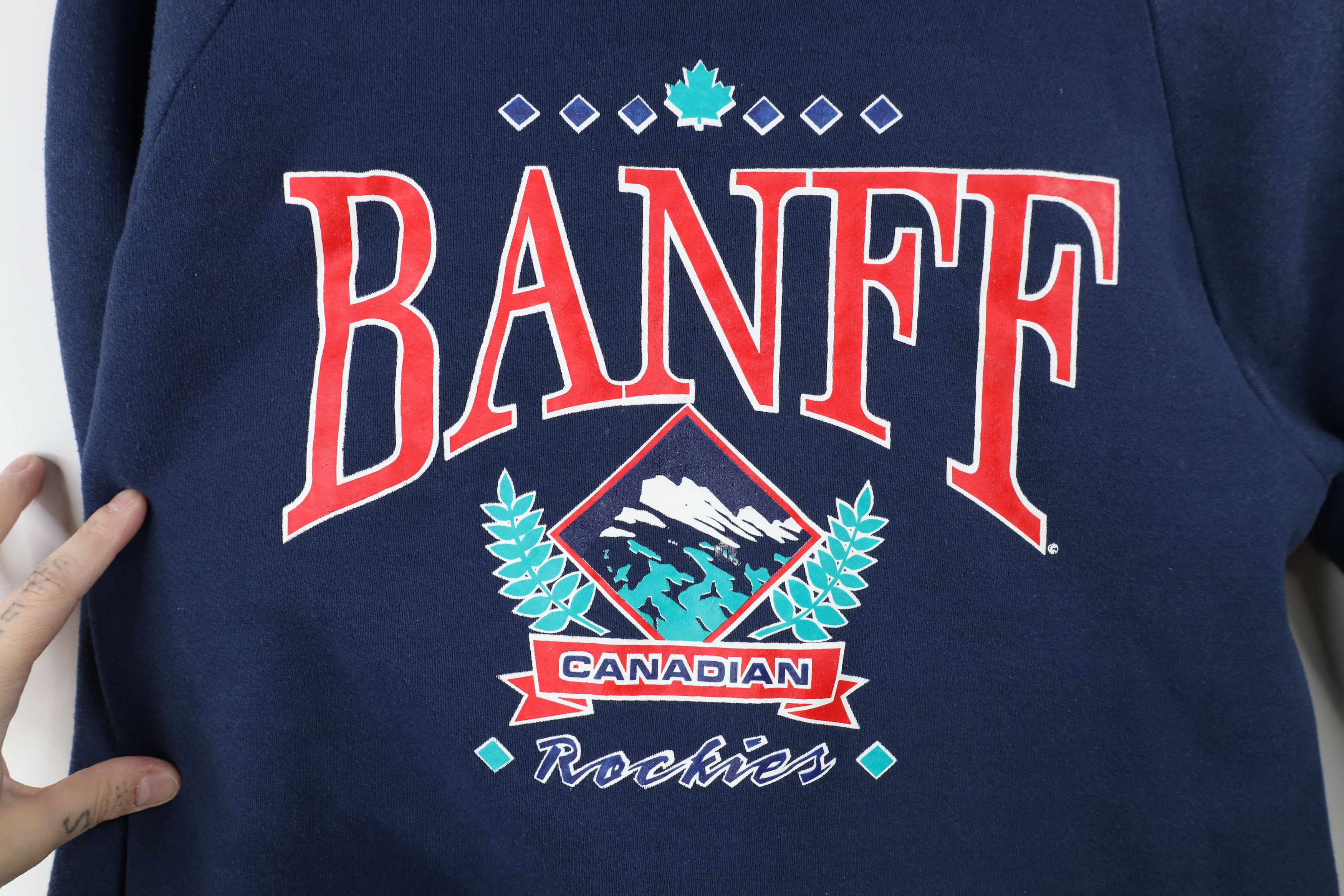 Vintage Vintage 90s Banff Canadian Rockies Sweatshirt Blue USA Size M / US 6-8 / IT 42-44 - 4 Thumbnail