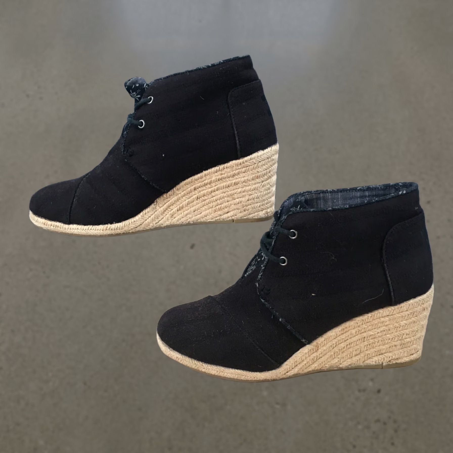 Toms TOMS Boots Womens 9 Casual Desert Espadrille Wedge Ankle Bootie Black Fabric Shoes Women Infrared? Size US 9 / IT 39 - 1 Thumbnail