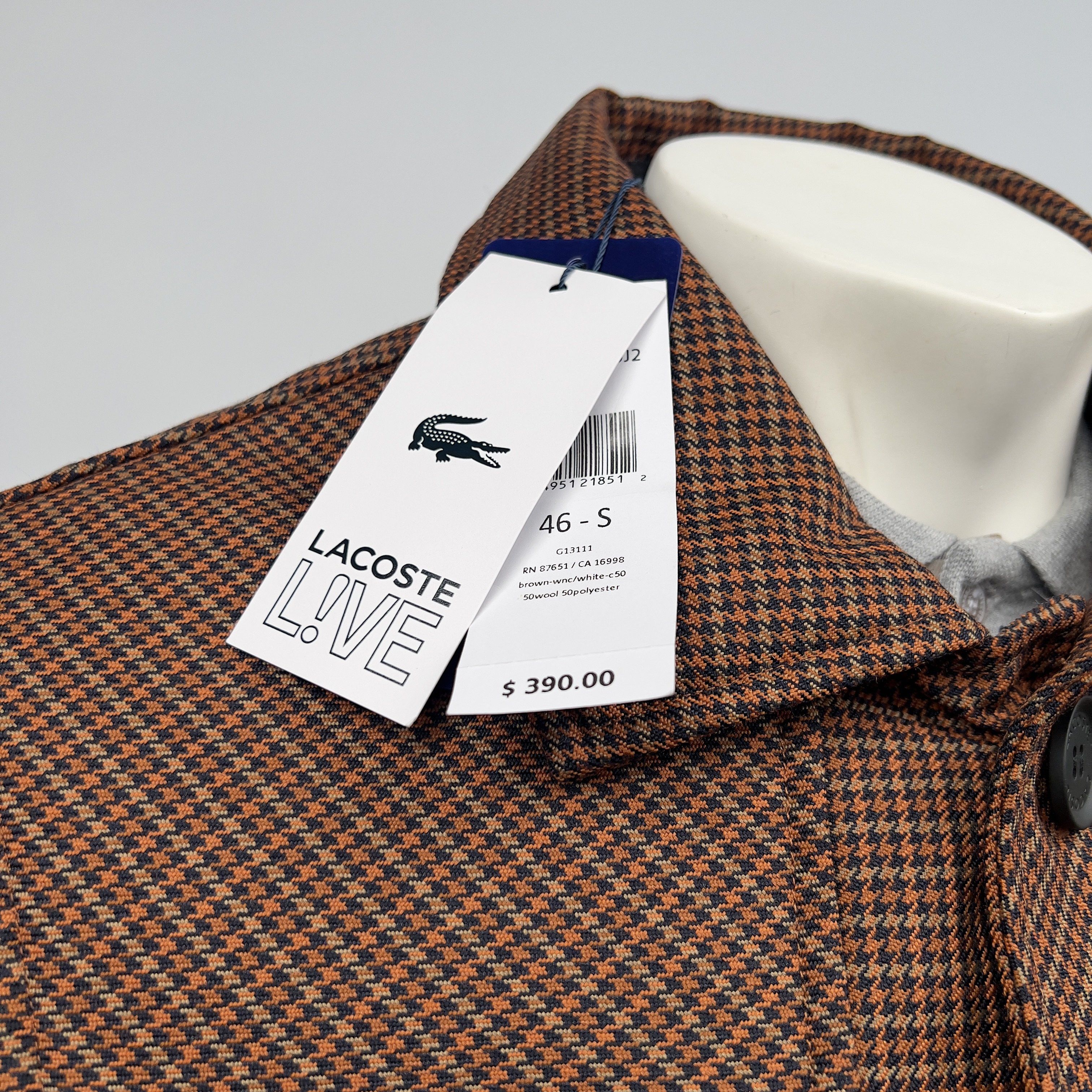 Lacoste RRP$390 NWT Houndstooth Wool Button Up Jacket sz S (46) Size US S / EU 44-46 / 1 - 6 Thumbnail