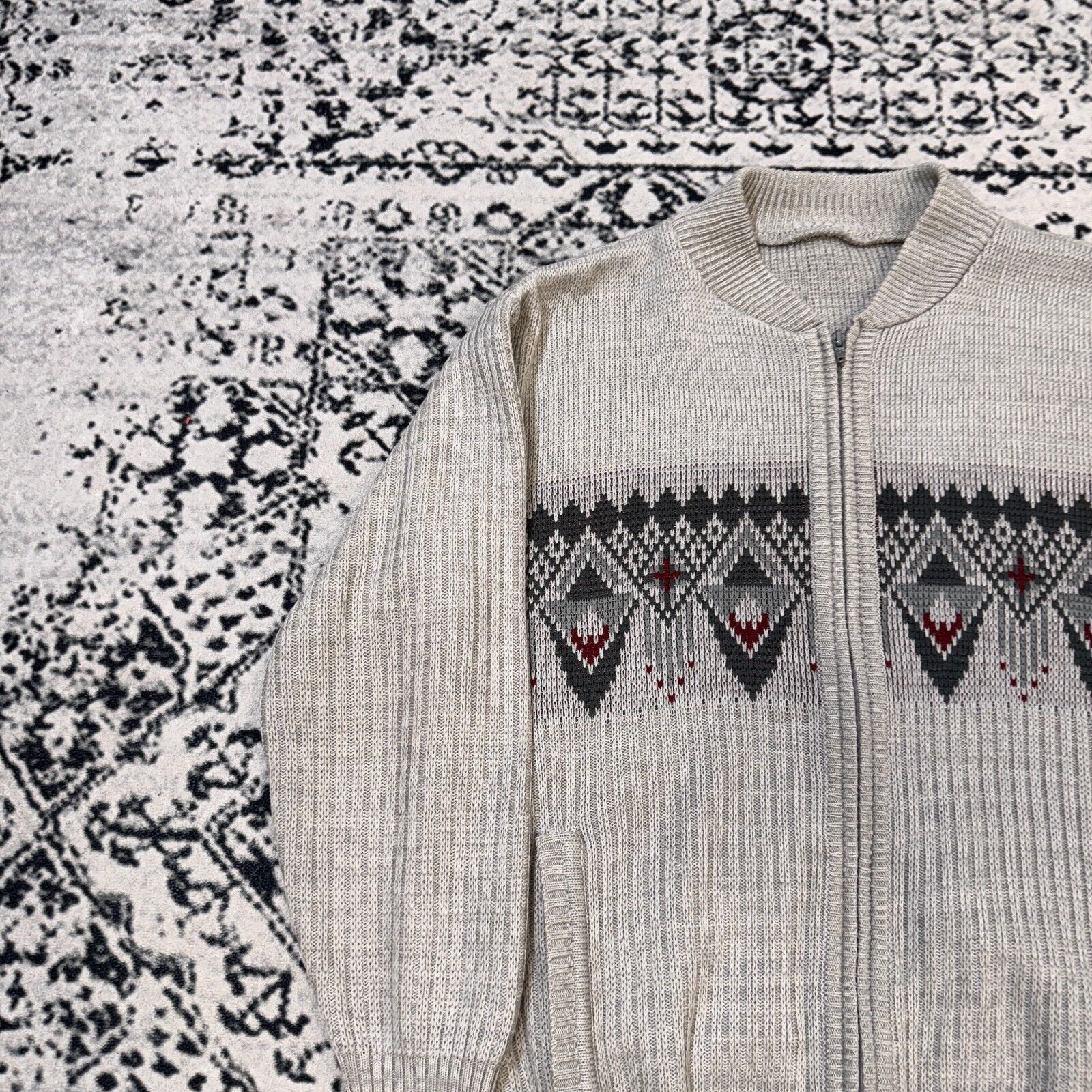 Vintage Vintage Unisex Gray Acrylic Sweater Size L Y2K 90s Geometric Size US L / EU 52-54 / 3 - 4 Thumbnail