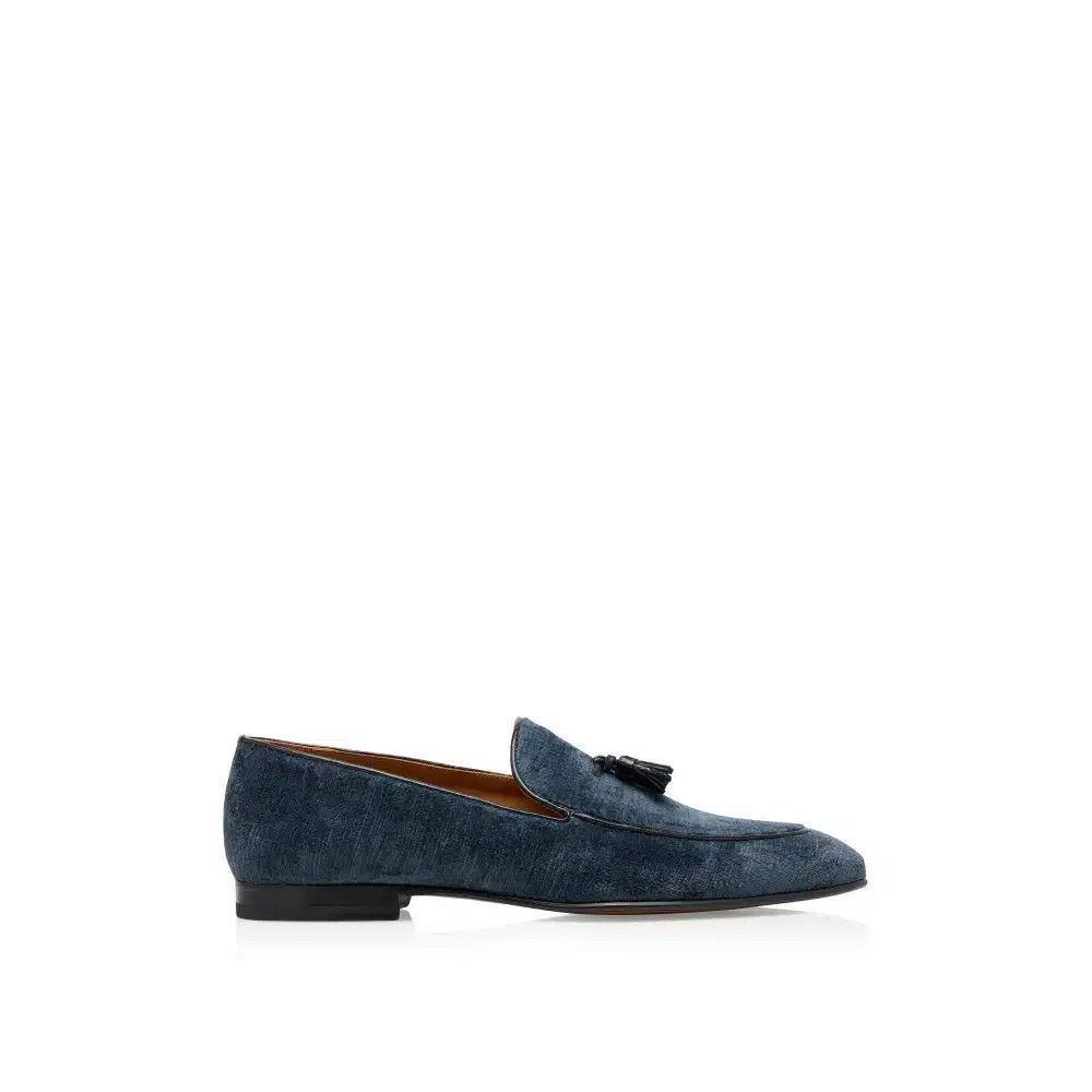 Tom Ford o1loc1c1024 J1416 Velvet Loafers in Blue Size US 13 / EU 46 - 1 Thumbnail
