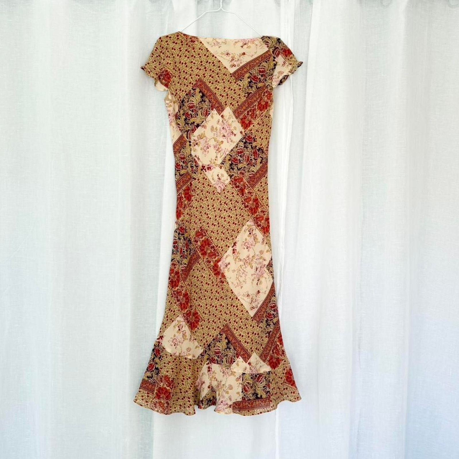 Vintage ✿ vintage patchwork floral handkerchief midi dress ✿ Size M / US 6-8 / IT 42-44 - 6 Thumbnail