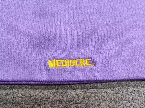Japanese Brand Mediocre Hand Palm Heatmap Graphic No Cuff Beanie Hat Purple Size ONE SIZE - 3 Thumbnail