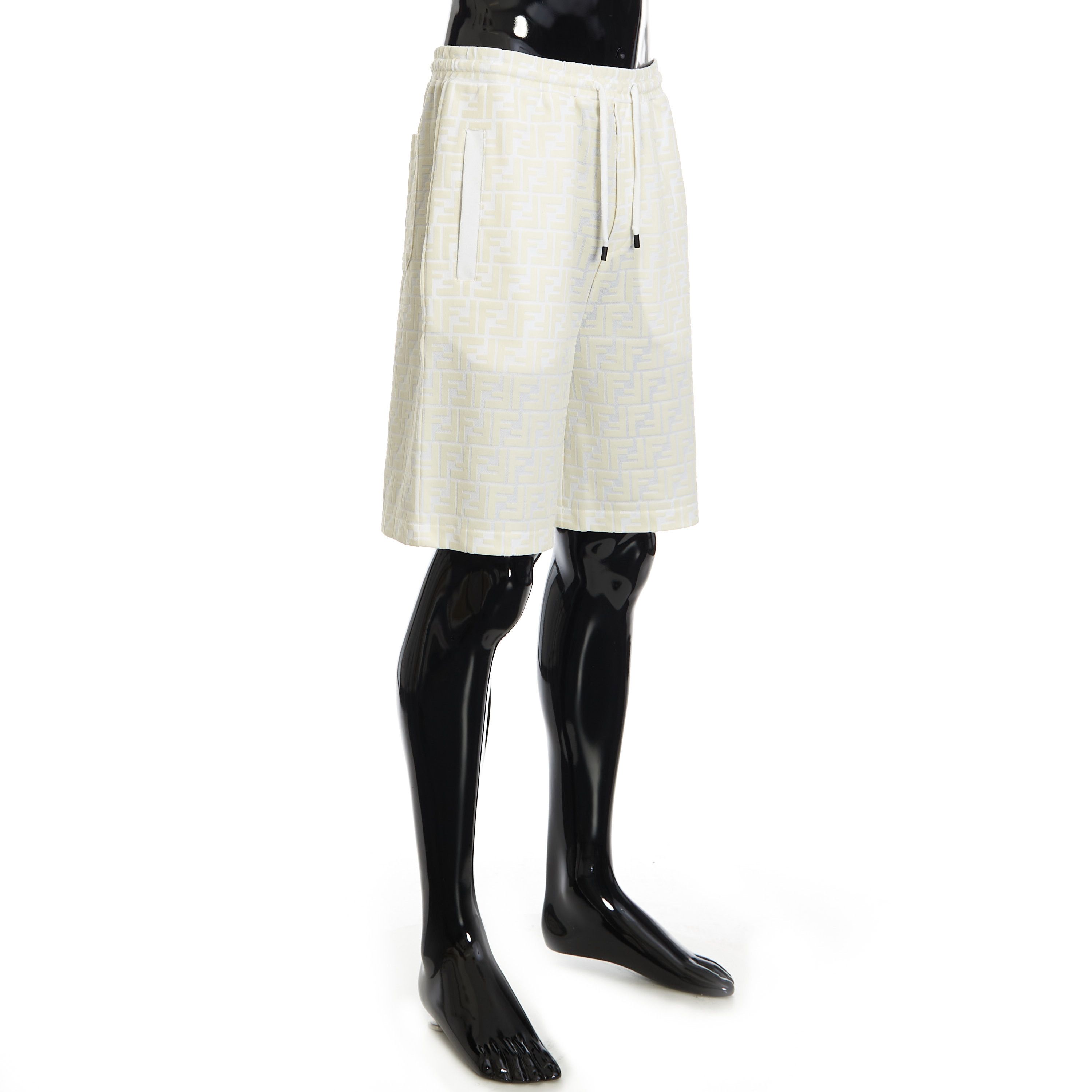 Fendi Jogging Bermuda Shorts In White Cotton With All-Over FF Logo Size US 32 / EU 48 - 8 Thumbnail
