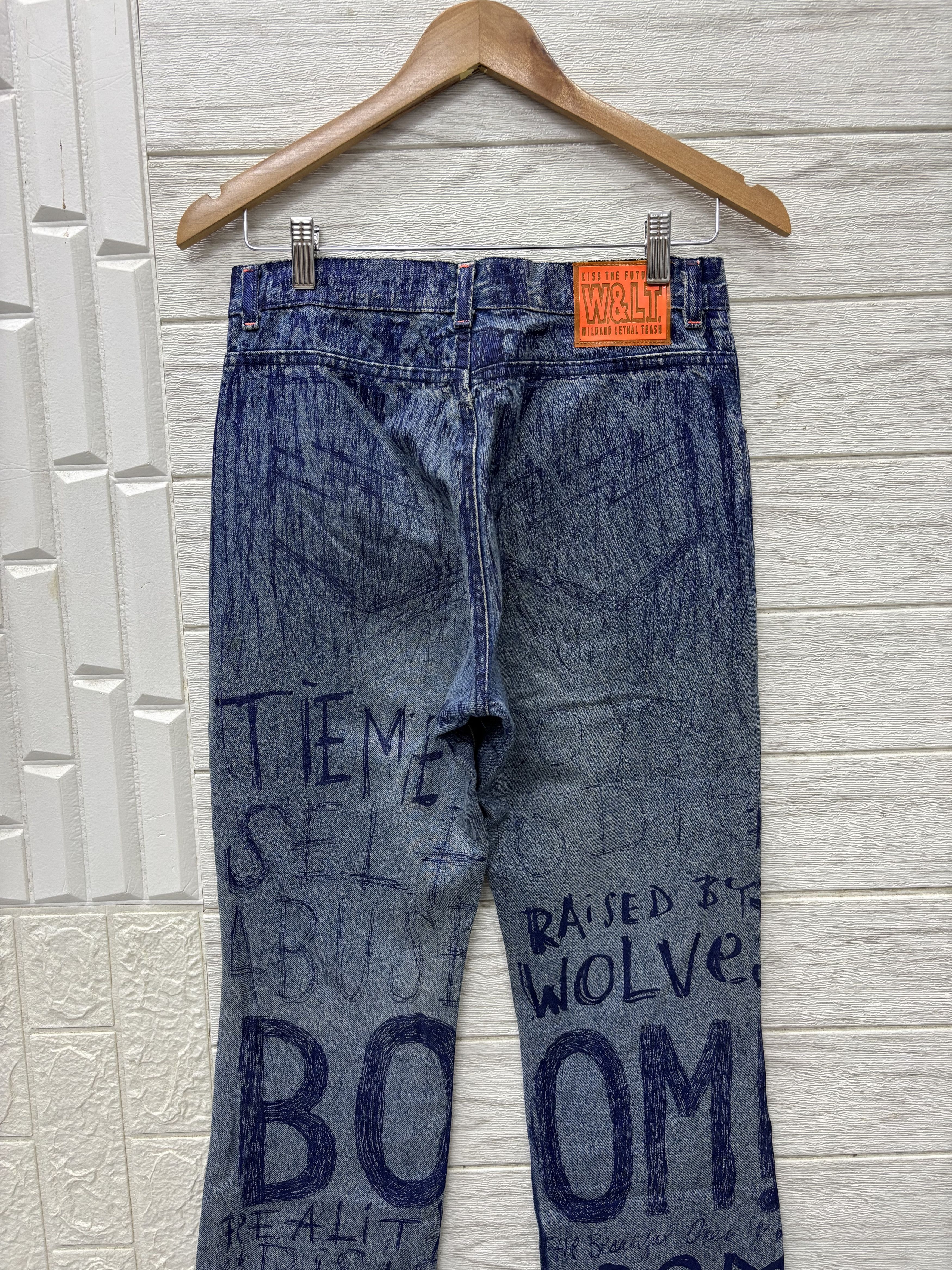 Walter Van Beirendonck W&LT⚡️Pen Graffiti Archive Flared Jeans Distressed Denim Size US 30 / EU 46 - 8 Thumbnail