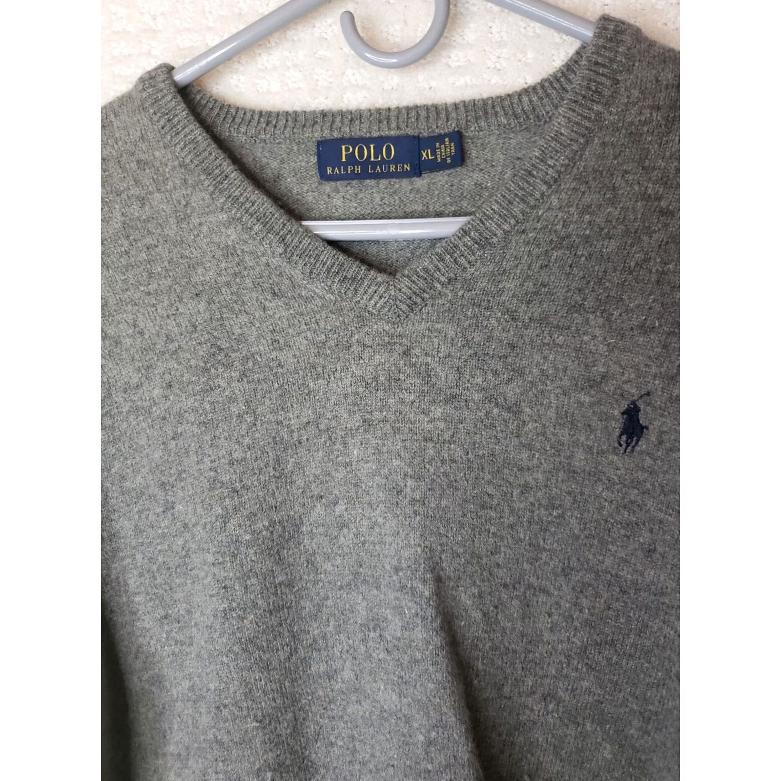 Polo Ralph Lauren Polo Ralph Lauren Sweater Mens XL Gray Wool V Neck Pullover Sweatshirt Size US XL / EU 56 / 4 - 3 Thumbnail