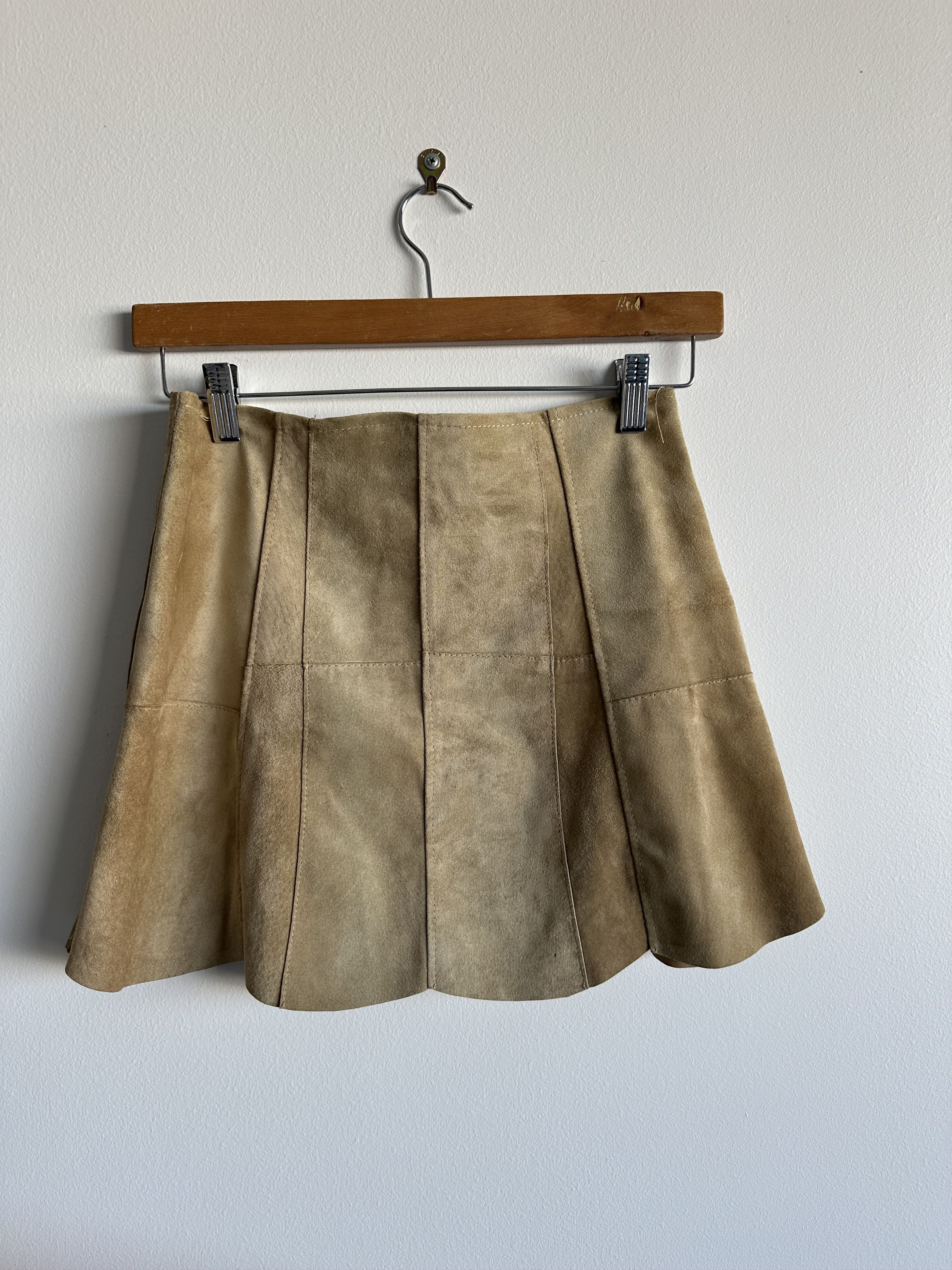 Vintage Suede Patchwork Miniskirt Vintage Cowgirl Size 25" / US 0 / IT 36 - 2 Thumbnail