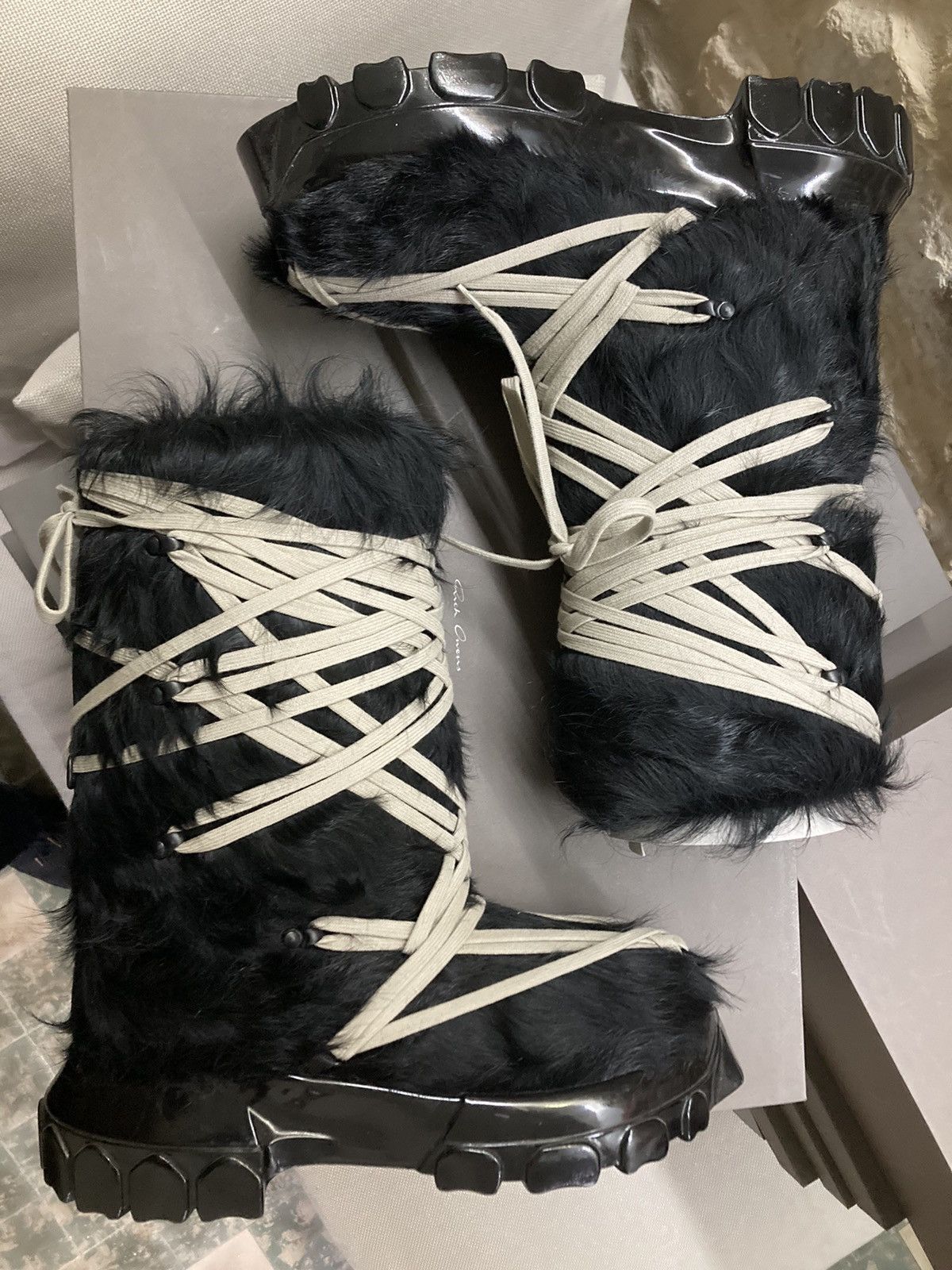 Rick Owens NEW Men’s Black Polished Pony Lunar Boots by Rick Owens Size US 9 / EU 42 - 3 Thumbnail