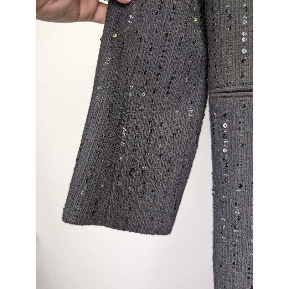 Saint Laurent Paris o1rshd1 Tweed Rayure Long Coat in Noir Brilliant Size US M / EU 48-50 / 2 - 9 Thumbnail
