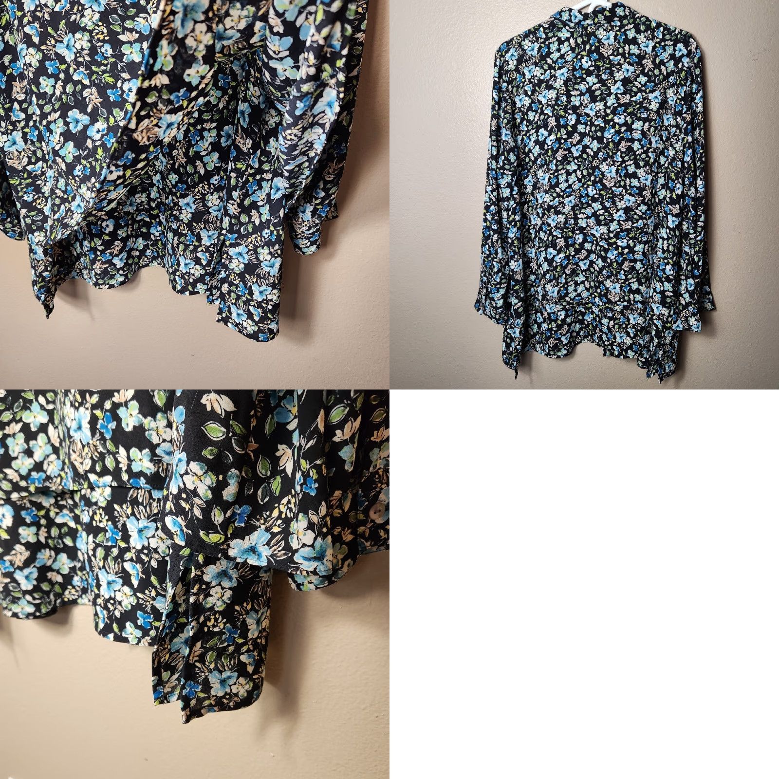 J. Jill J. Jill Black Floral Collared Buttonfront Flowy Layered Tunic-Size XL Size XL / US 12-14 / IT 48-50 - 8 Thumbnail