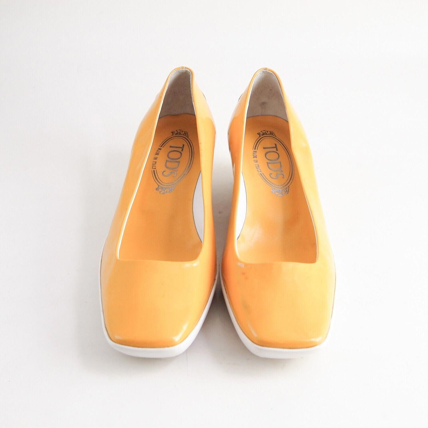 Tod's Tod's Wedge Loafers Square Toe Yellow Pat Leather EU 36 US 6 Size US 6 / IT 36 - 3 Thumbnail