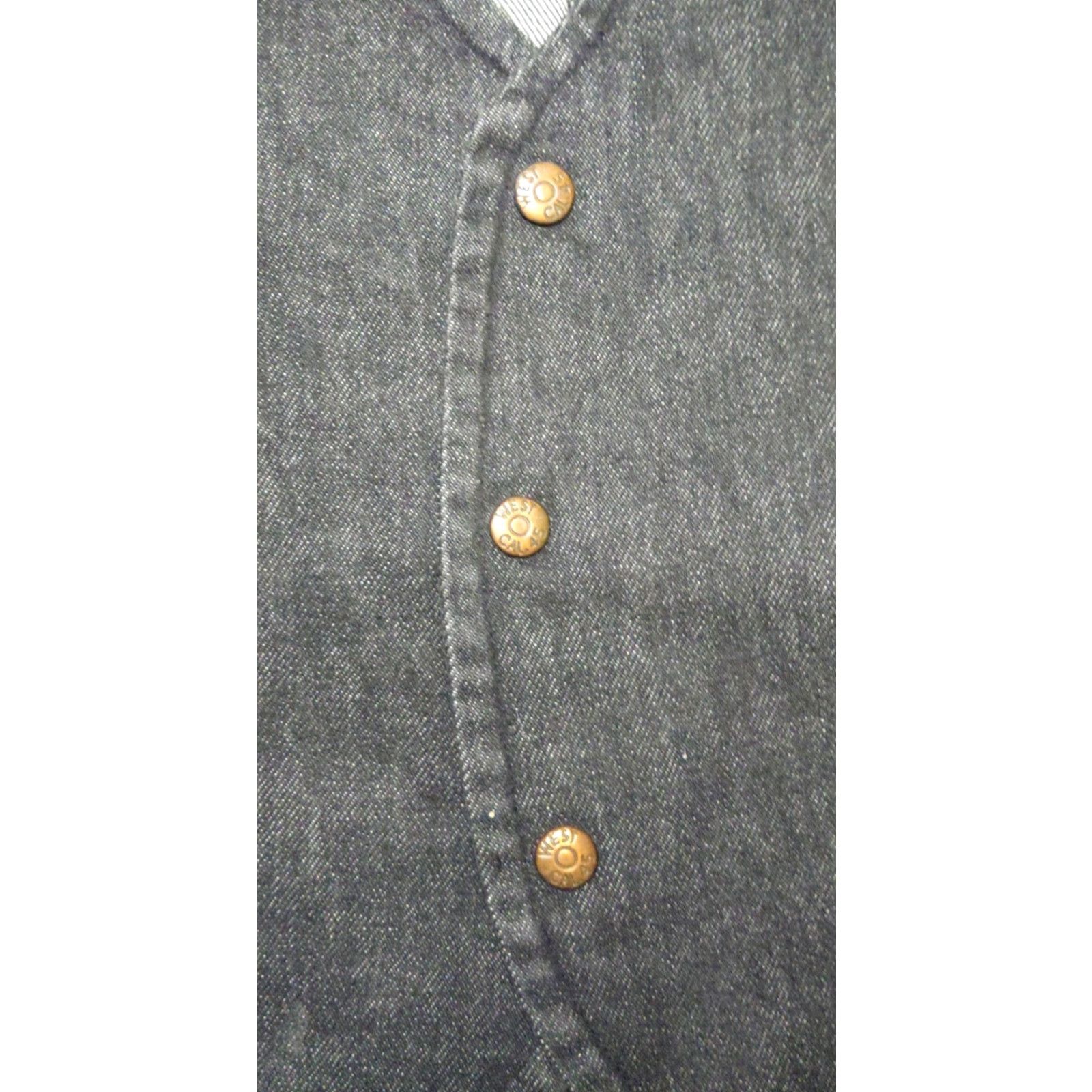 Denime VINTAGE West Cal.45 Vest Dark Denim Snap Down Cowboy Prairie 3XL Black Solid Western Casual Mens Vest Size US XXL / EU 58 / 5 - 5 Thumbnail