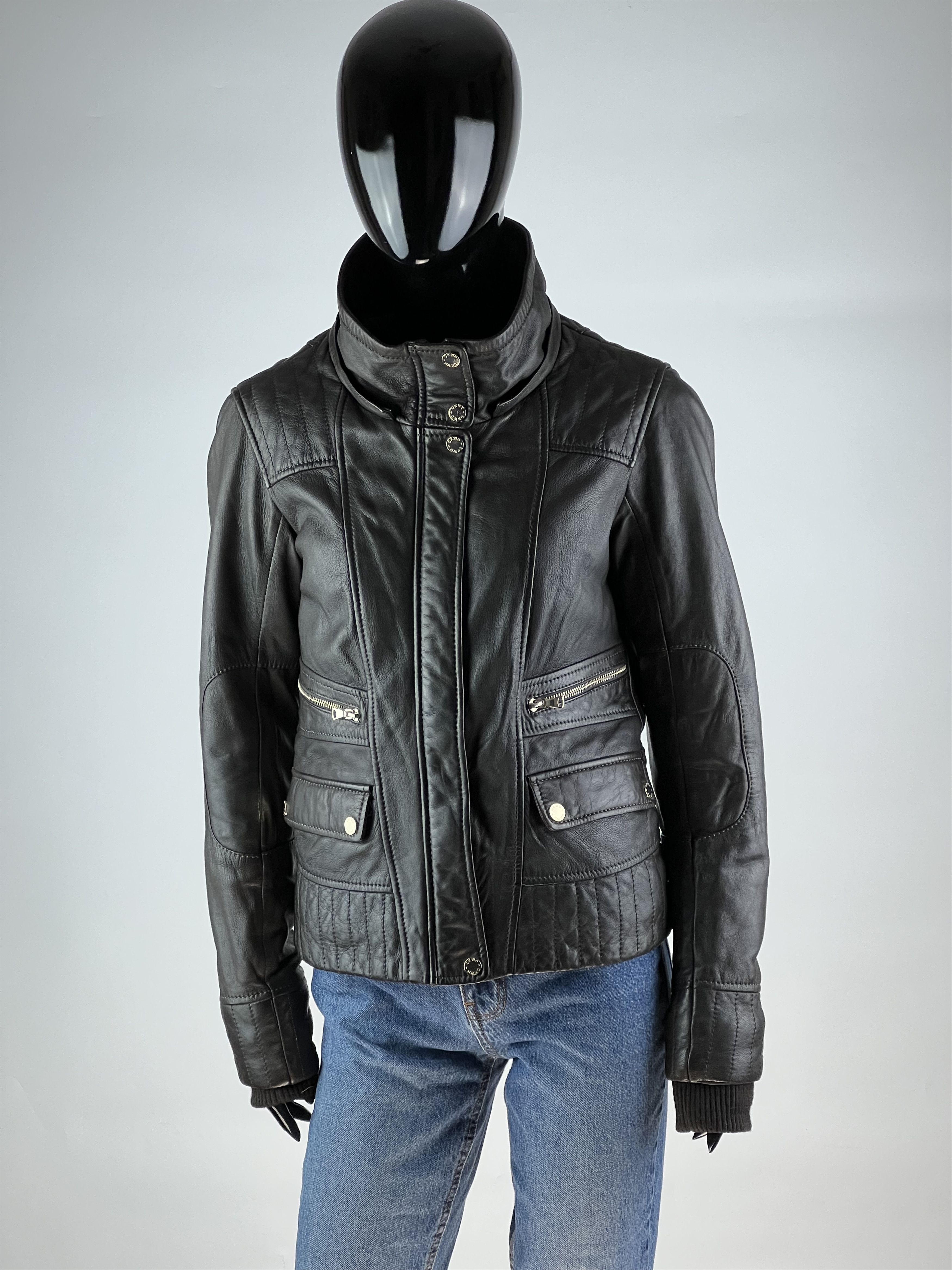 Designer Oakwood Women's Brown Hooded Leather Jacket Trim Fur Size S / US 4 / IT 40 - 2 Thumbnail