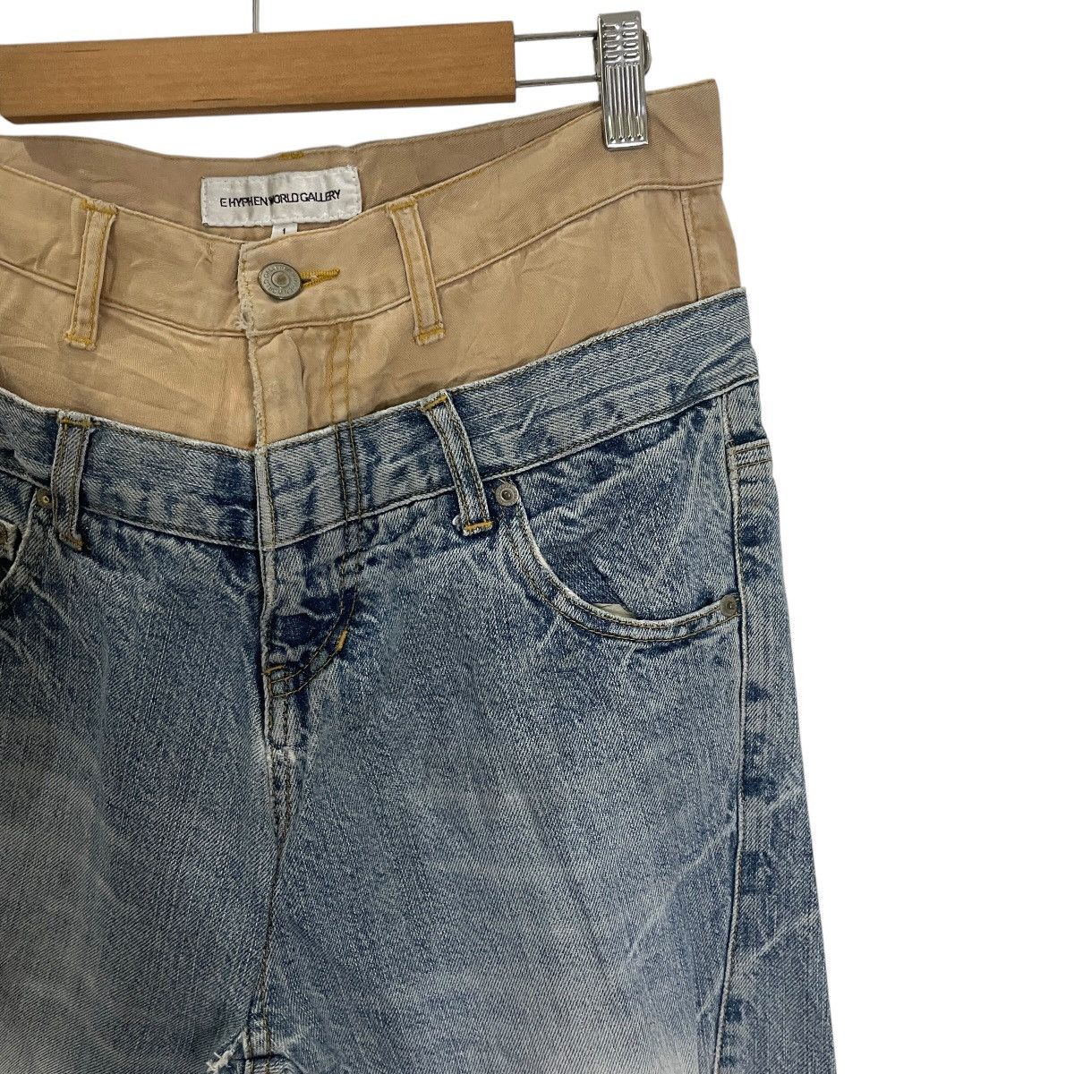 20471120 Vintage Ehyphenwork Gallery Double Waist Distressed Denim Size US 29 - 4 Thumbnail
