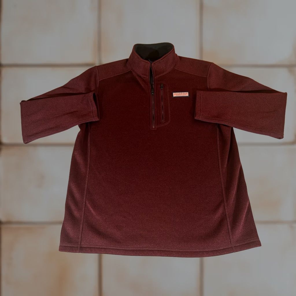 Vineyard Vines Vineyard Vines Pullover Mens L Sweatshirt 1/4 Zip Mock Neck Fleece Red Long Sleeve Logo Pocket Size US L / EU 52-54 / 3 - 1 Thumbnail