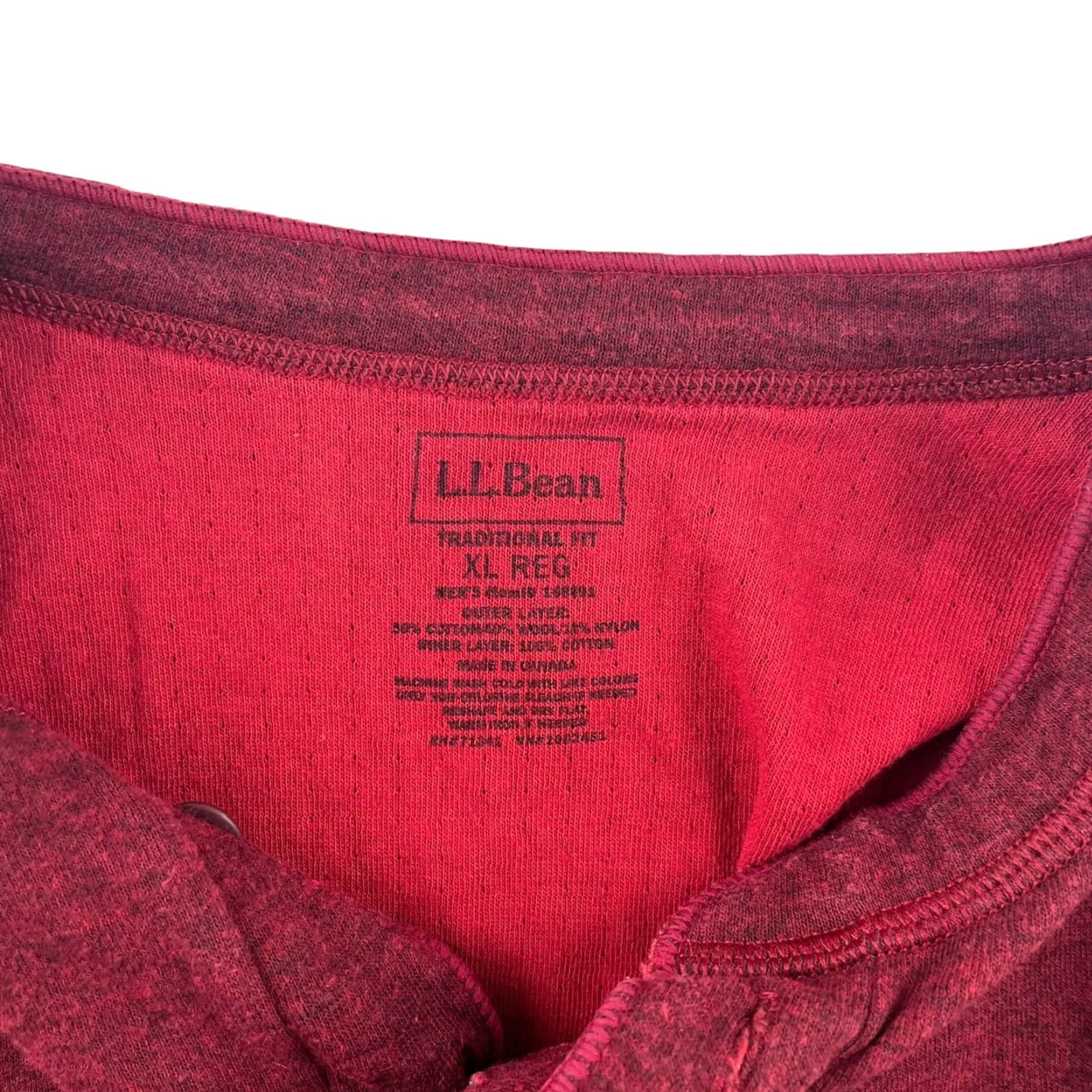 Vintage L.L. Bean River Driver Men's Henley Sweatshirt Red XL Cotton Blend Henley Sleeve Long Regular Fit Knitted Sweatshirt Mens Size US XL / EU 56 / 4 - 3 Thumbnail