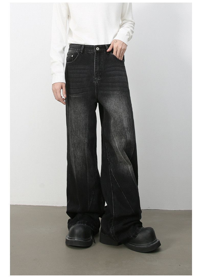 Japanese Brand × Jean Washed vintage distressed men's loose straight jeans Size US 34 / EU 50 - 4 Thumbnail