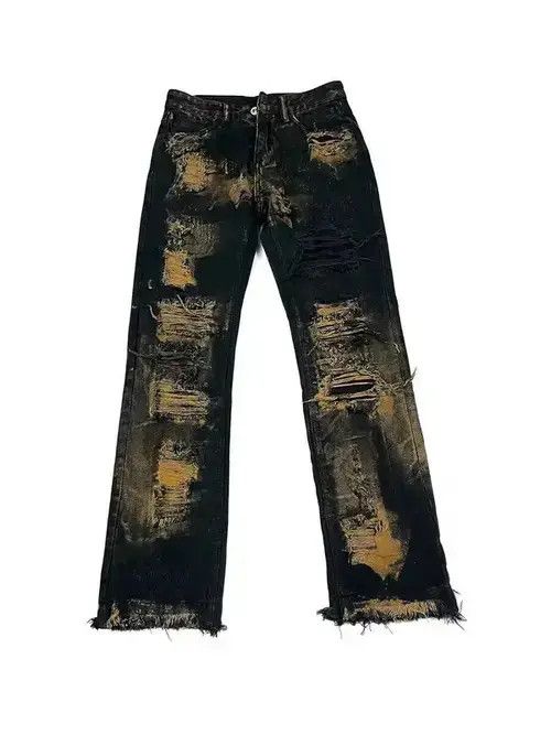 Jean Vintage handmade ripped raw edge micro-flared jeans Size US 32 / EU 48 - 1 Thumbnail