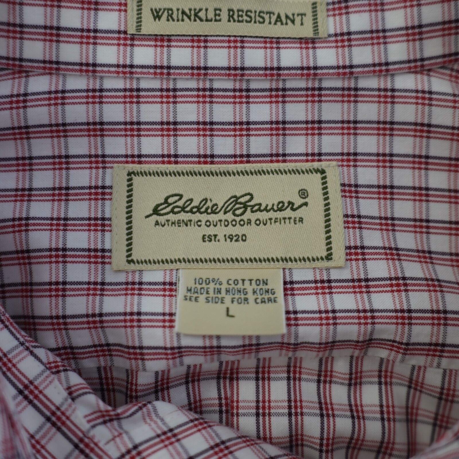 Eddie Bauer Eddie Bauer Wrinkle Resistant Red Black White Plaid Large Bu Size US L / EU 52-54 / 3 - 9 Thumbnail