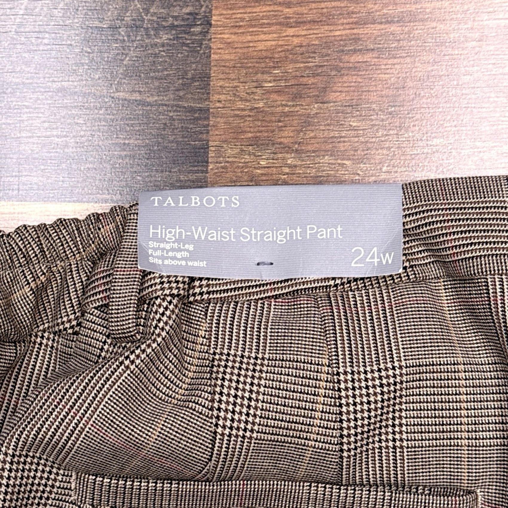 Talbots Talbots Pants Womens 24W Tan Plaid High Waist Straight Leg New Size 42" / US 20 - 6 Thumbnail