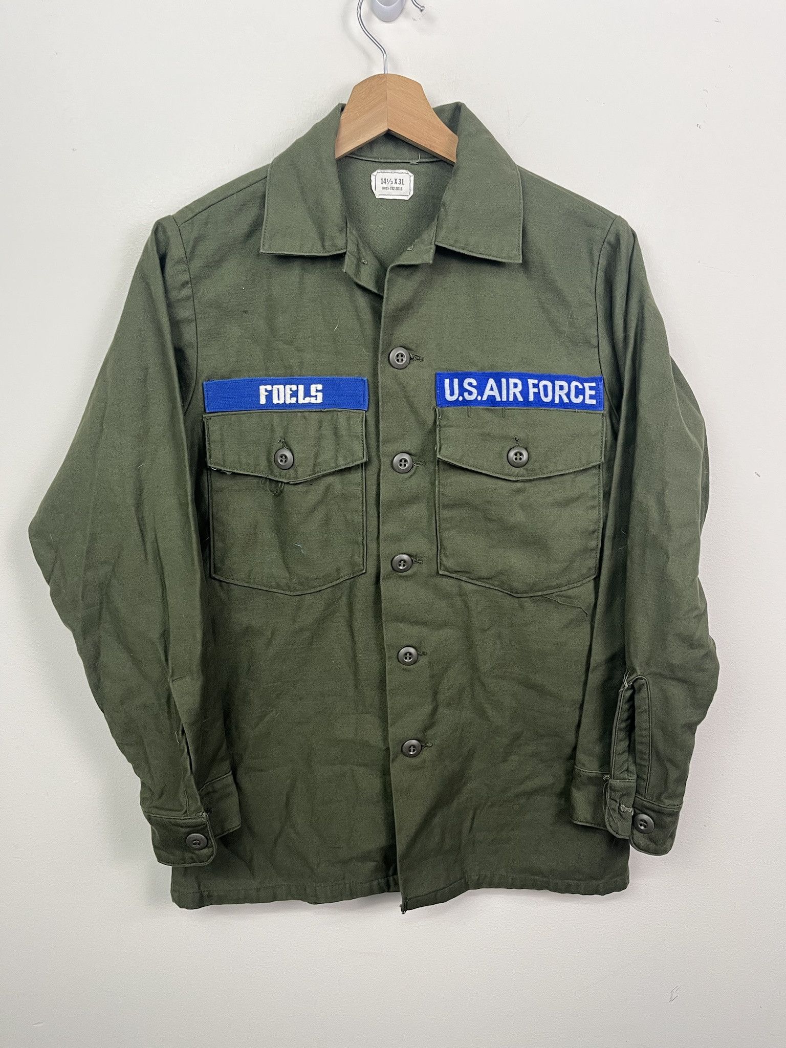 Vintage vintage Sateen Military Olive Green Top Fatigue US Air Force Field Shirt Size S Size US S / EU 44-46 / 1 - 1 Thumbnail