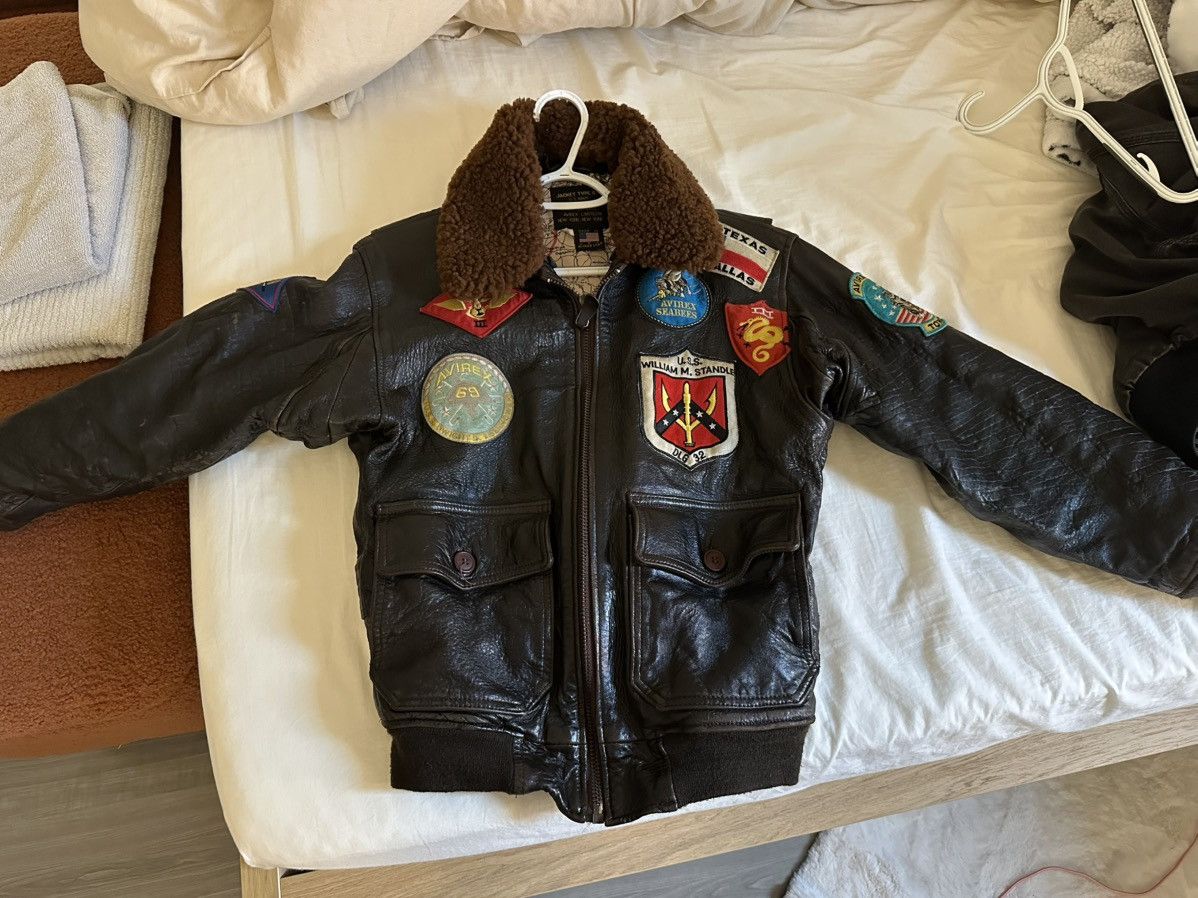 Avirex Avirex Vintage Type G-1 Navy Leather Bomber Jacket Brown