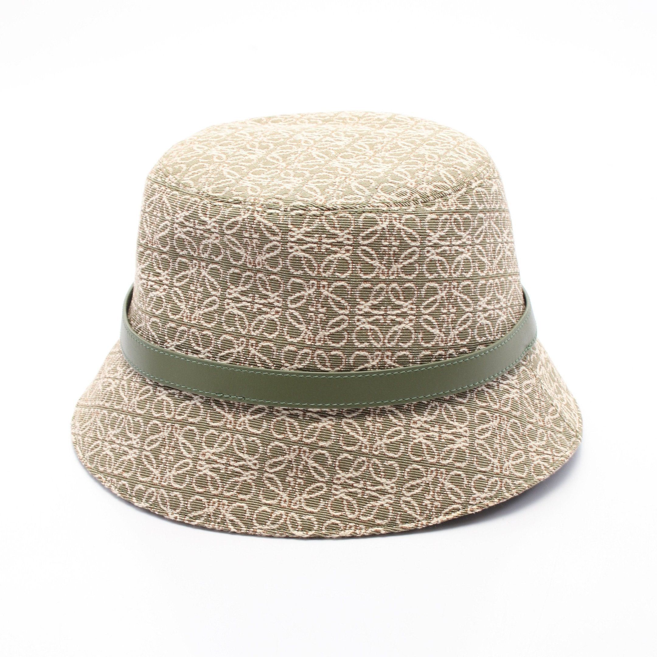 Loewe Loewe Anagram Jacquard Bucket Hat Cotton Leather Khaki Green Ivory Size ONE SIZE - 1 Thumbnail
