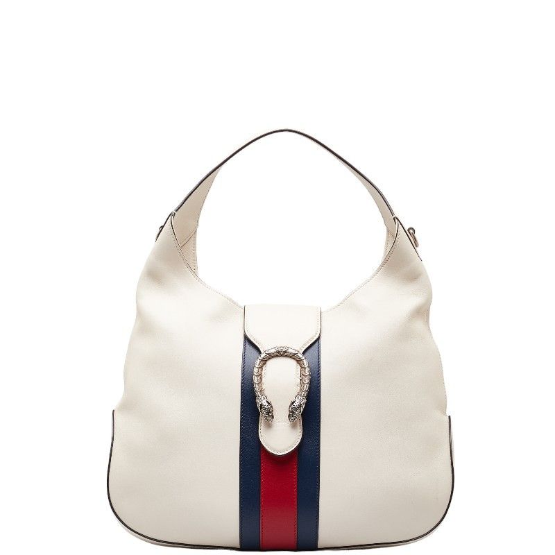 image of Gucci Leather Web Dionysus Hobo Bag in White, Women's