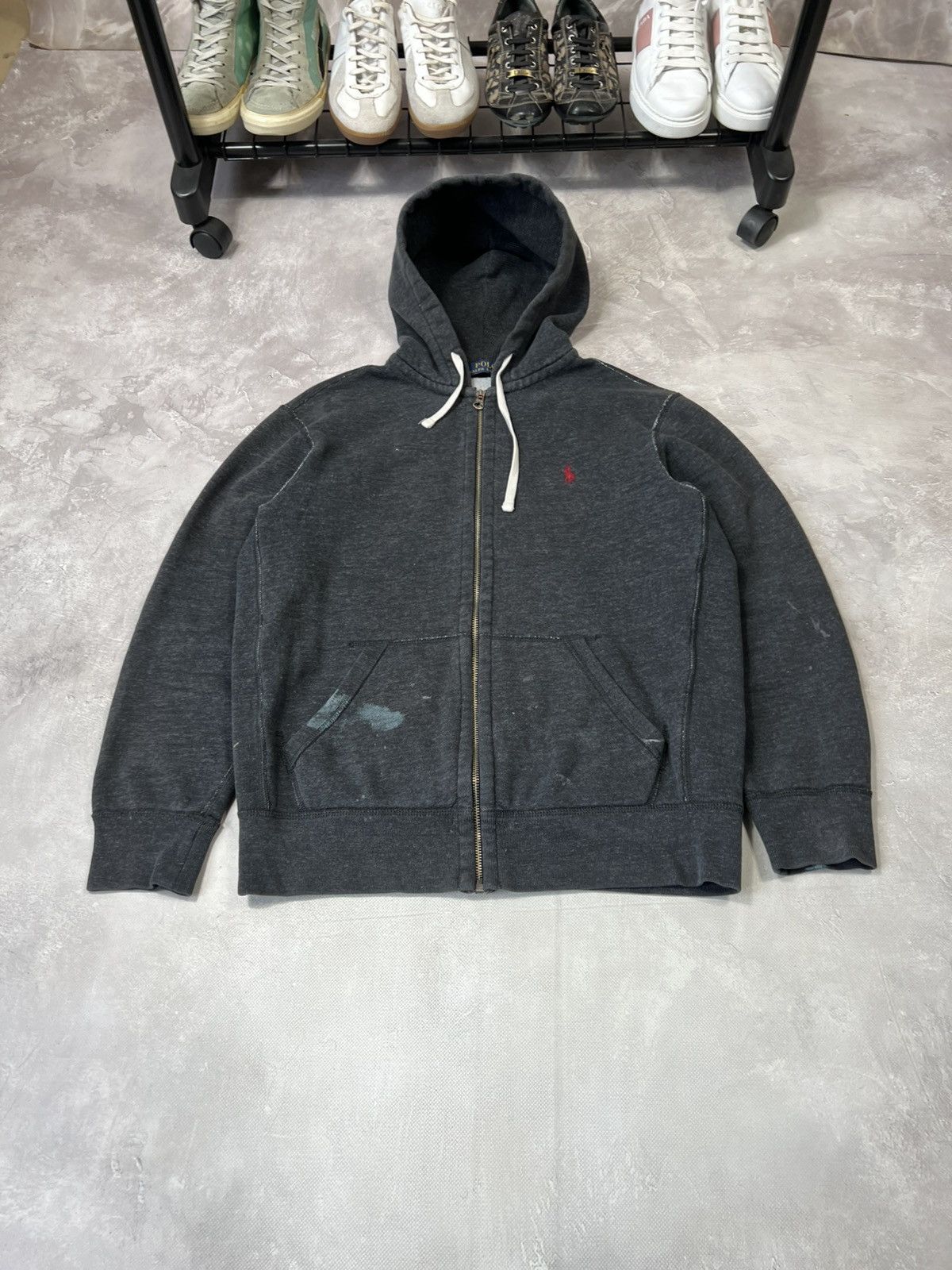 Vintage Vintage Polo Ralph Lauren Distressed Zip Hoodie Size US M / EU 48-50 / 2 - 2 Thumbnail