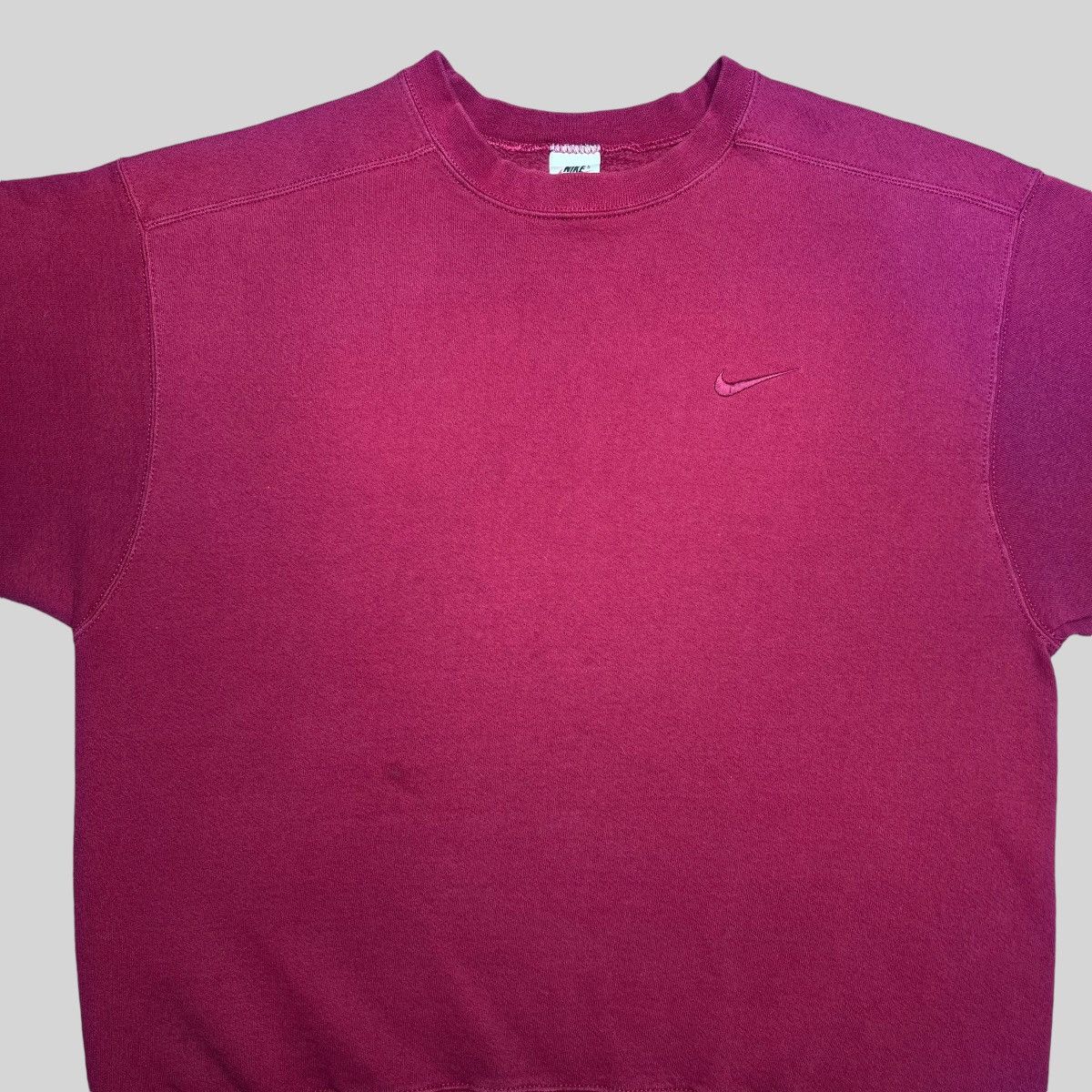 Nike × Vintage Vintage 90s Nike Red Swoosh Embroidered Pull Over Sweatshirt Size US L / EU 52-54 / 3 - 6 Thumbnail