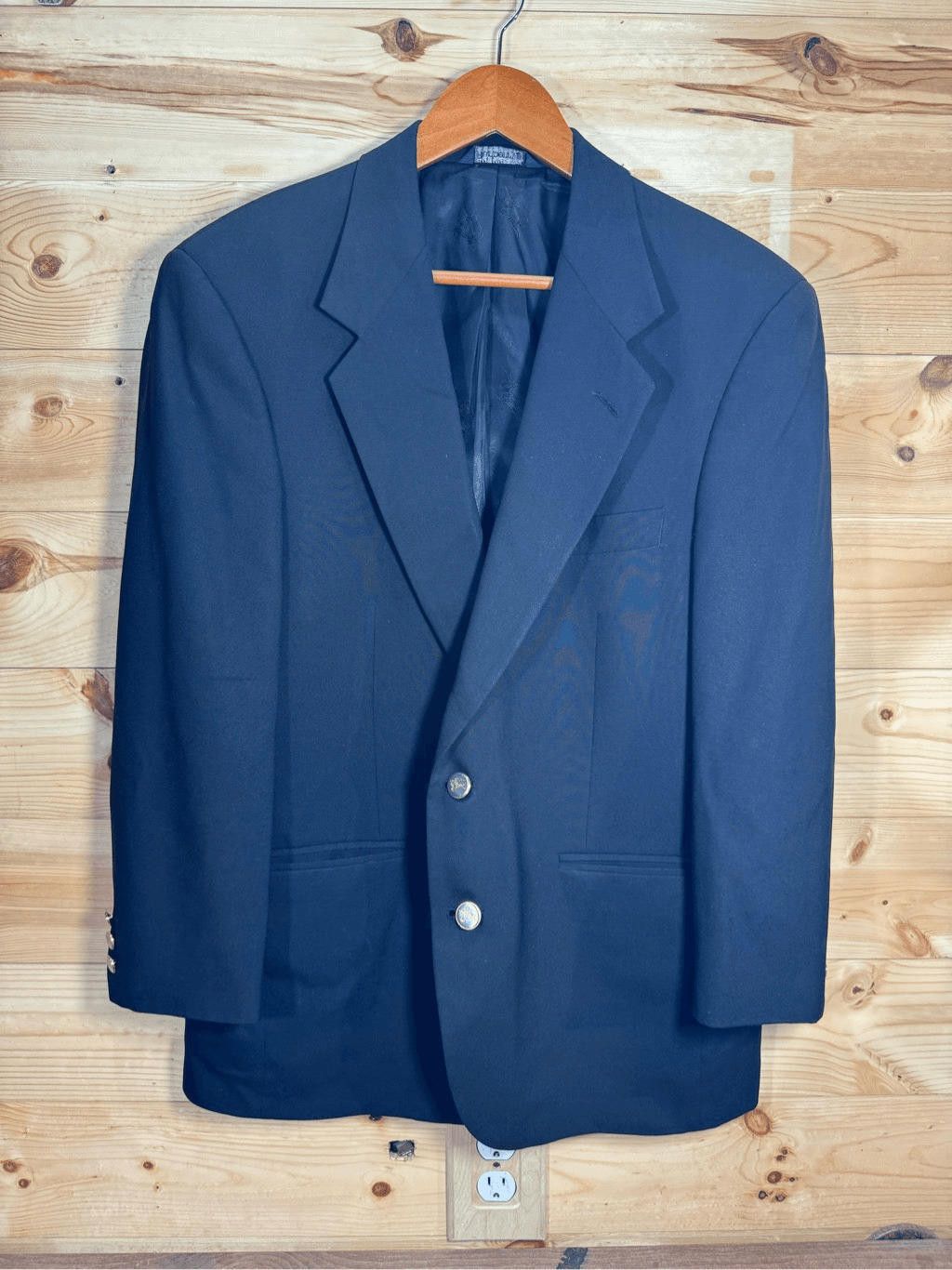 Designer Burberrys Vintage Men's Black 100% Wool Blazer Made in USA Size 38R - 1 Thumbnail