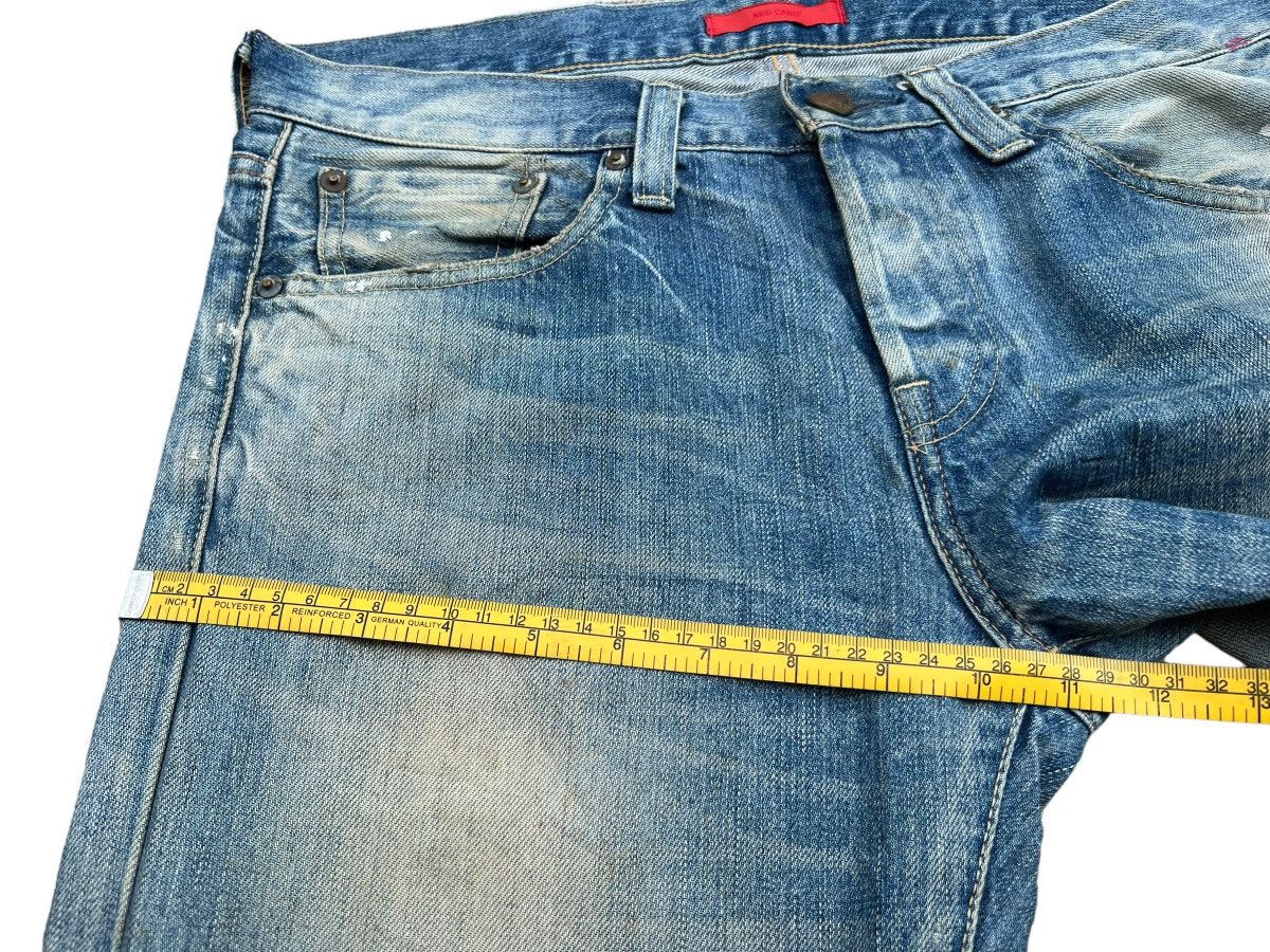 Japanese Brand Vintage Red Card Japan Faded Distressed Slim Fit Jeans 33x33 Size US 33 - 13 Thumbnail