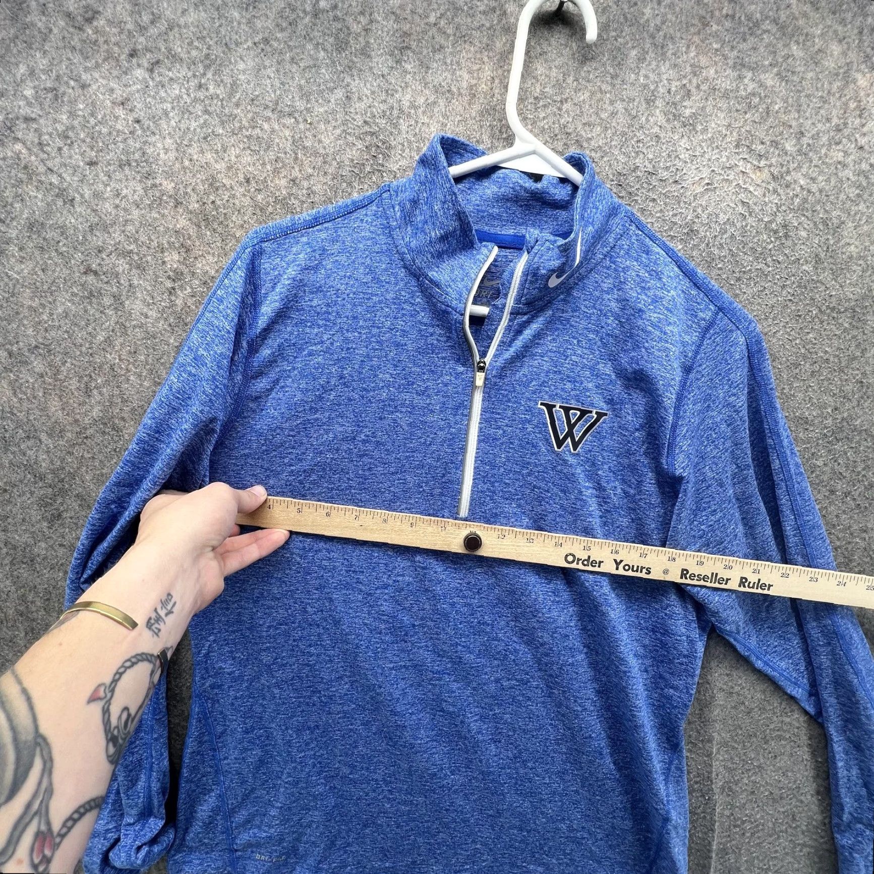 Nike Nike Dri-FIT Pullover Shirt Women XL Blue Heather 1/4 Zip W Logo Long Sleeve Top Size XL / US 12-14 / IT 48-50 - 7 Thumbnail